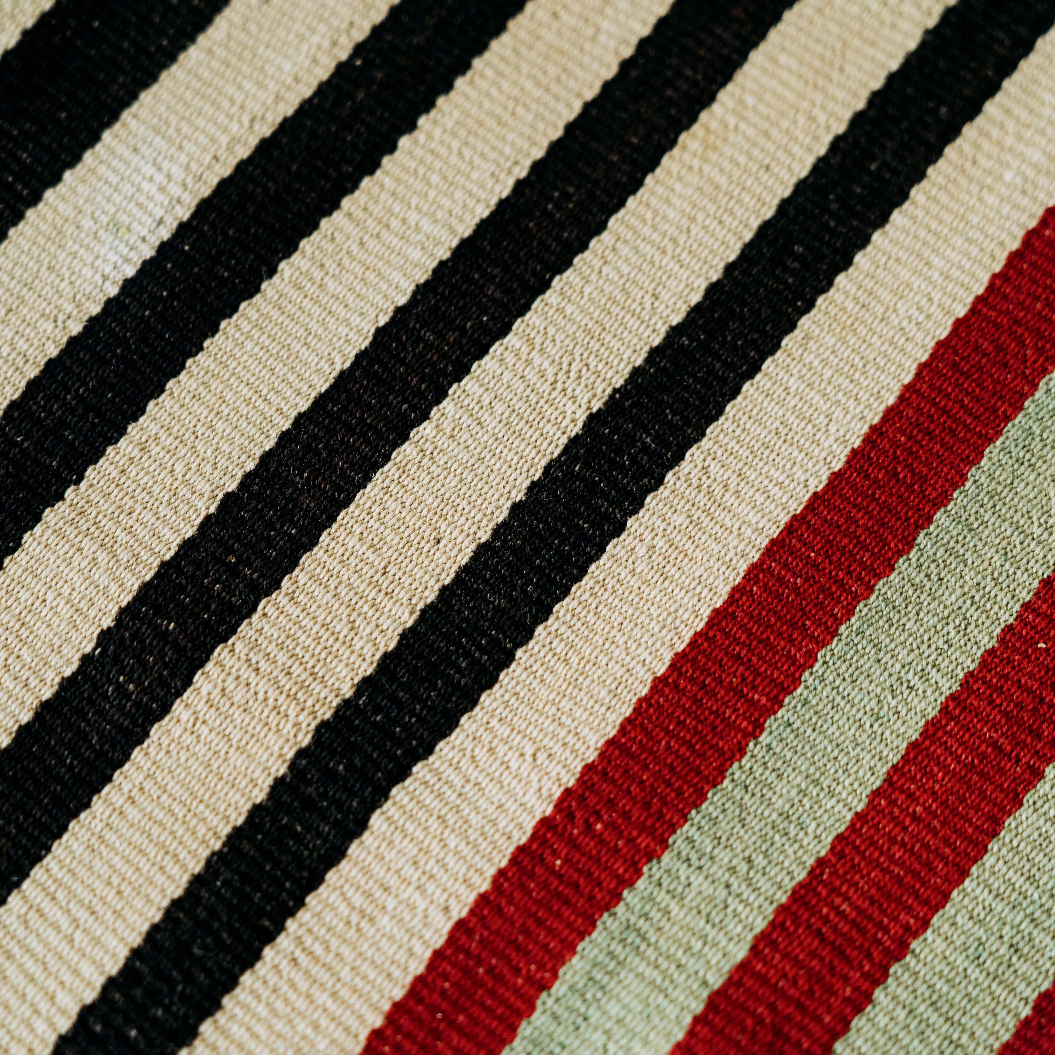 Rare Black and Cream Striped Qashqai Jajim, Persia (c. 1920