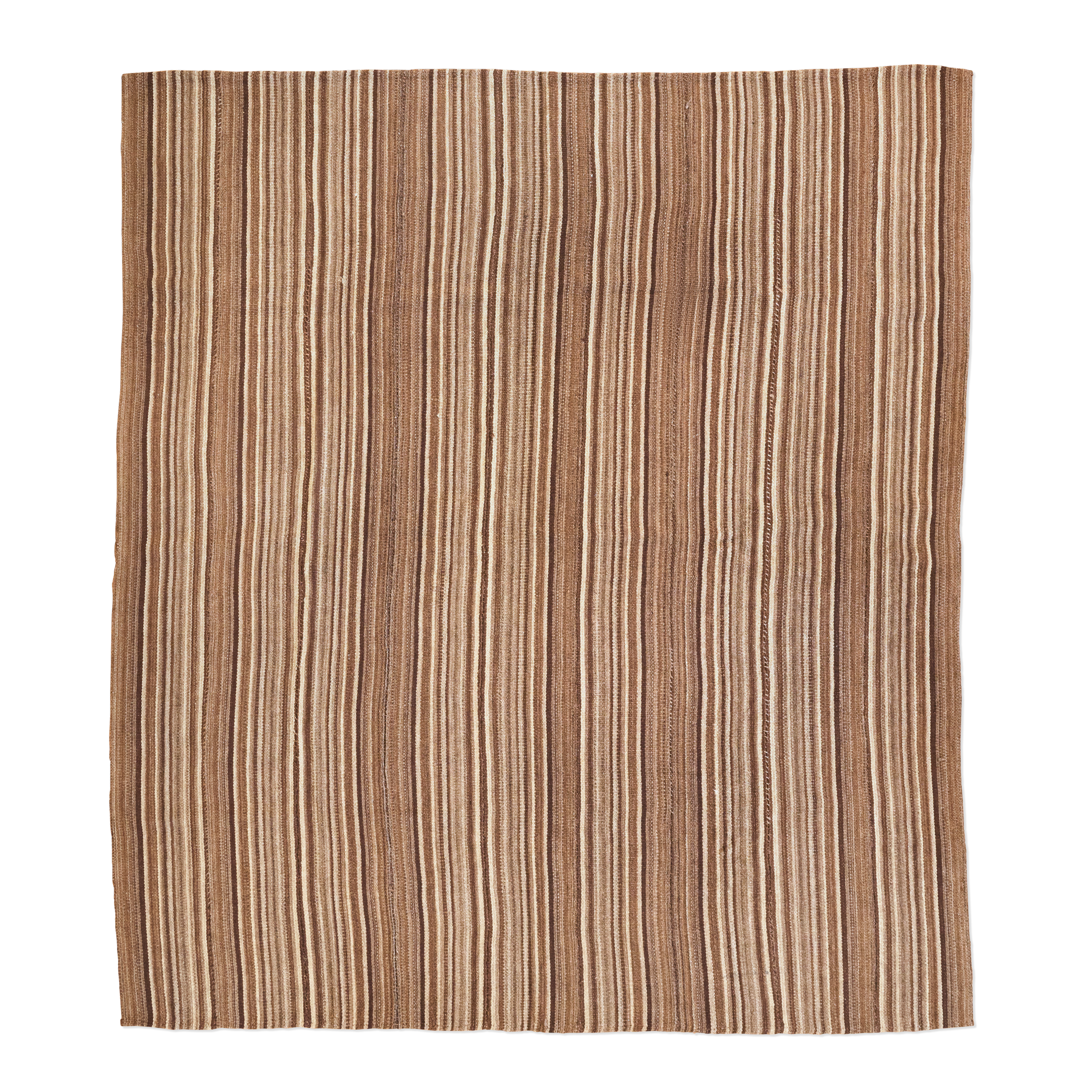 Earth-Toned Undyed Wool Striped Kilim, Persia (c. 1930)