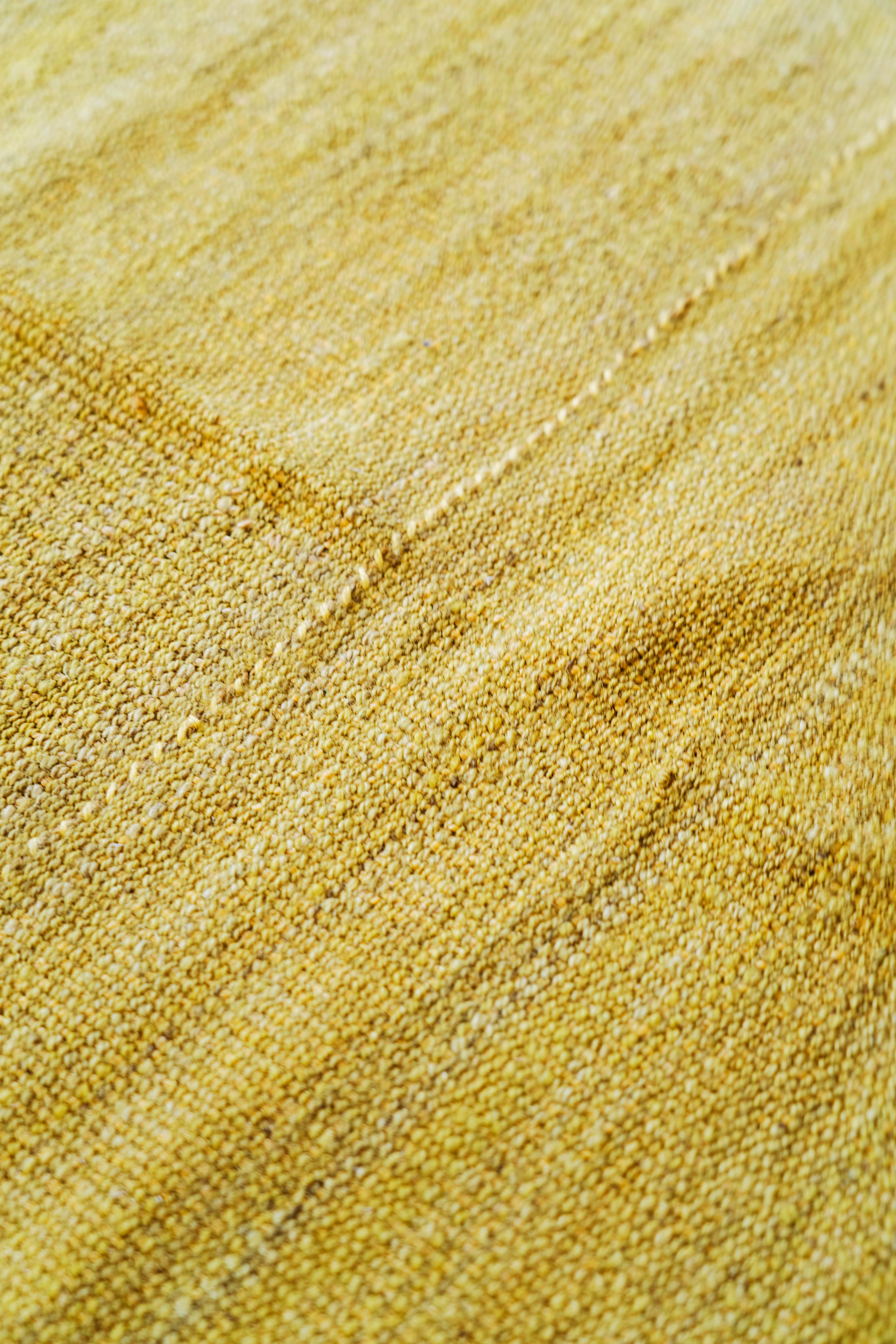 Cheerful Citron Mazandaran Square Kilim, Iran (c. 1950)