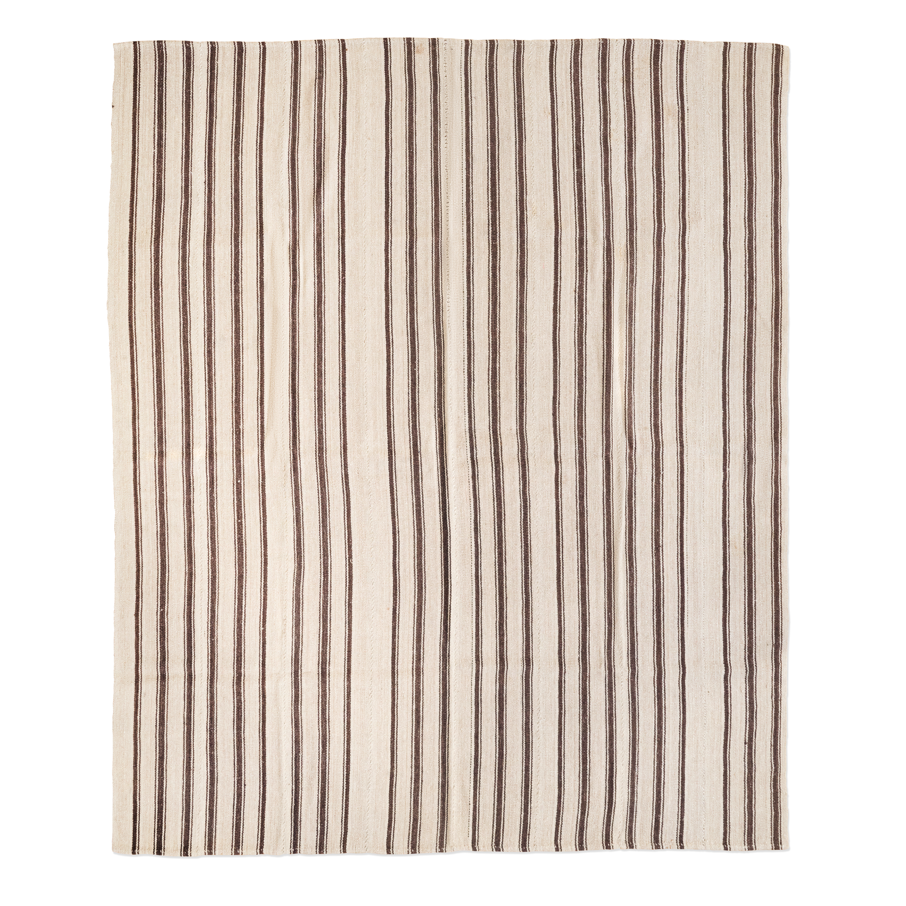Striped Square Kilim in Warm Neutrals, Persia (c. 1900)