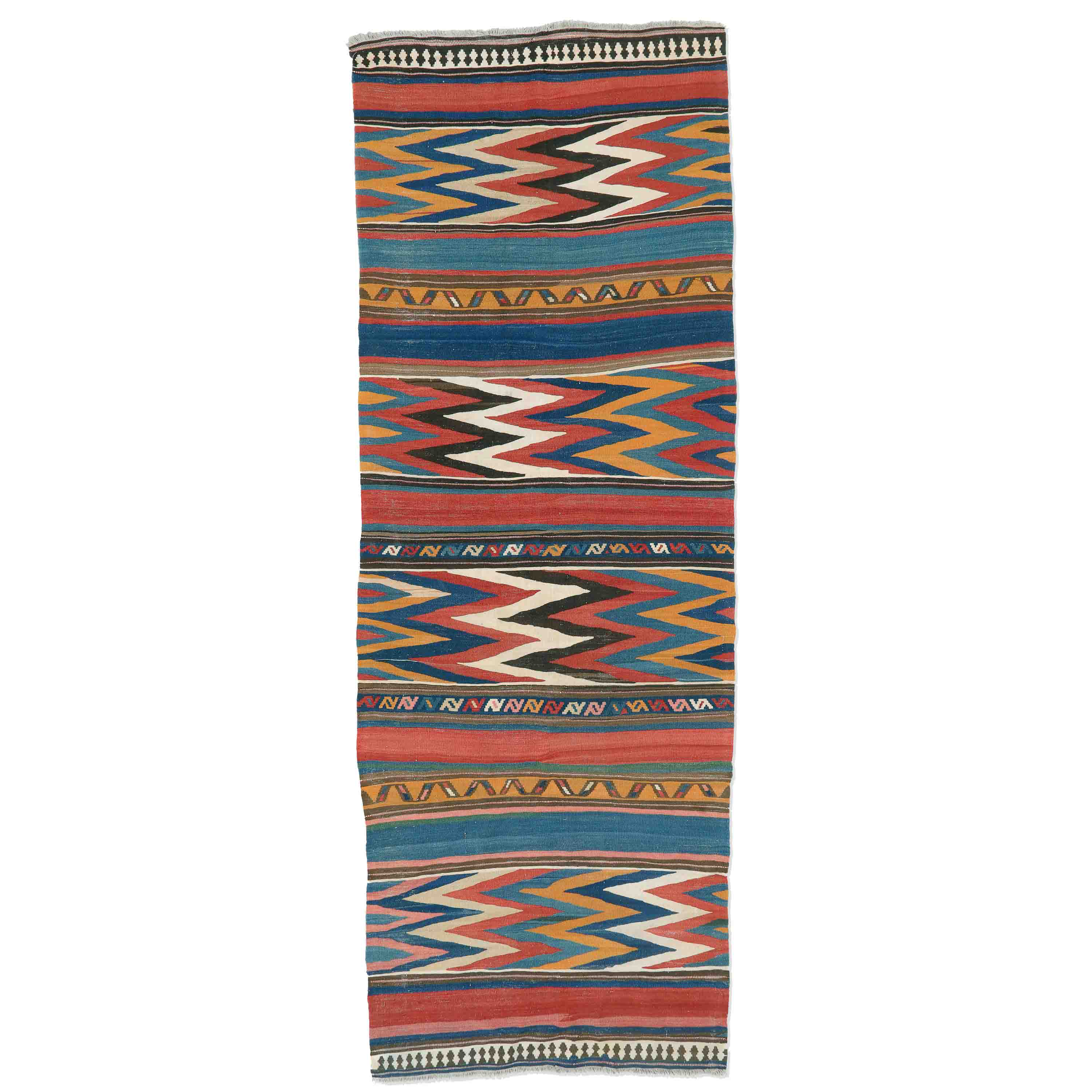 Antique Pink Shahsavan Zigzag Kilim, Transcaucus (19th Century)