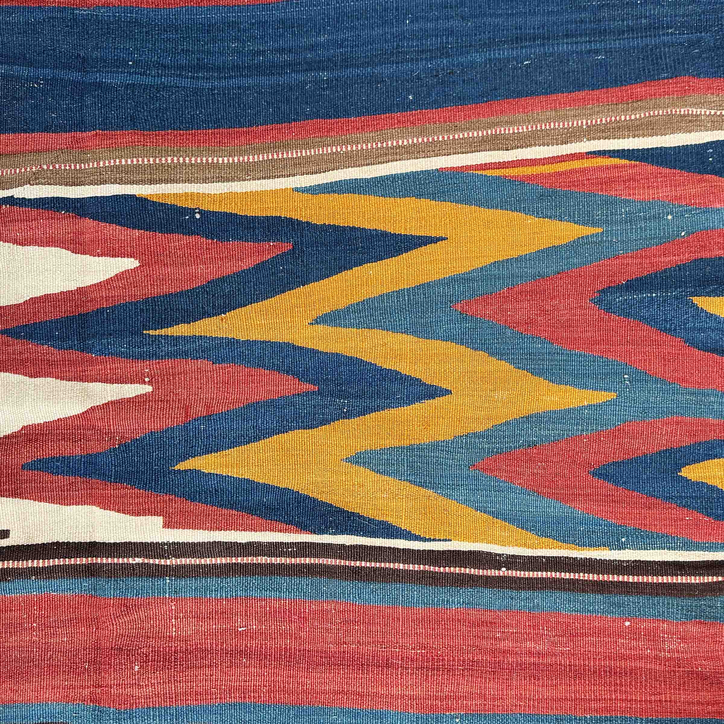 Antique Pink Shahsavan Zigzag Kilim, Transcaucus (19th Century)