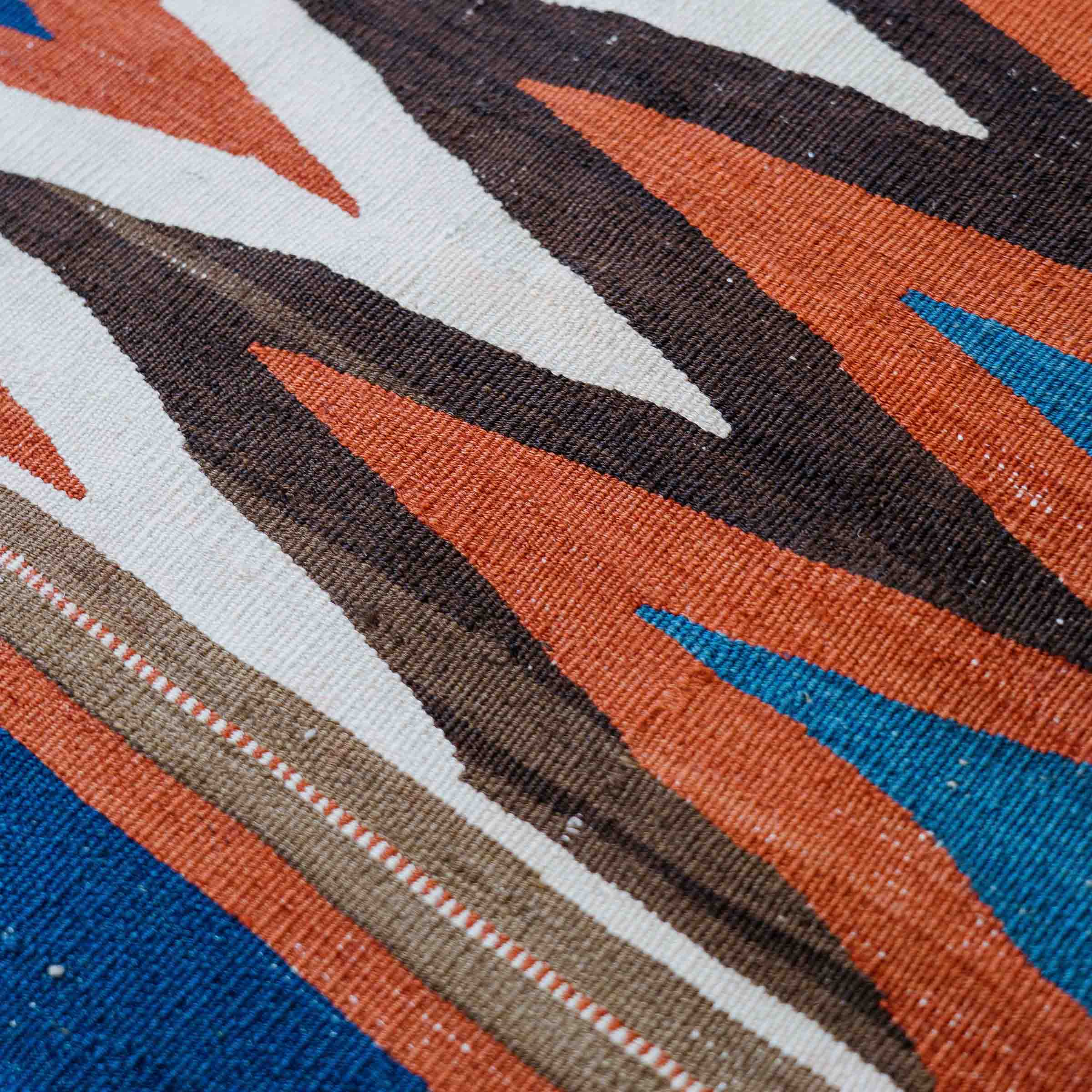 Antique Pink Shahsavan Zigzag Kilim, Transcaucus (19th Century)