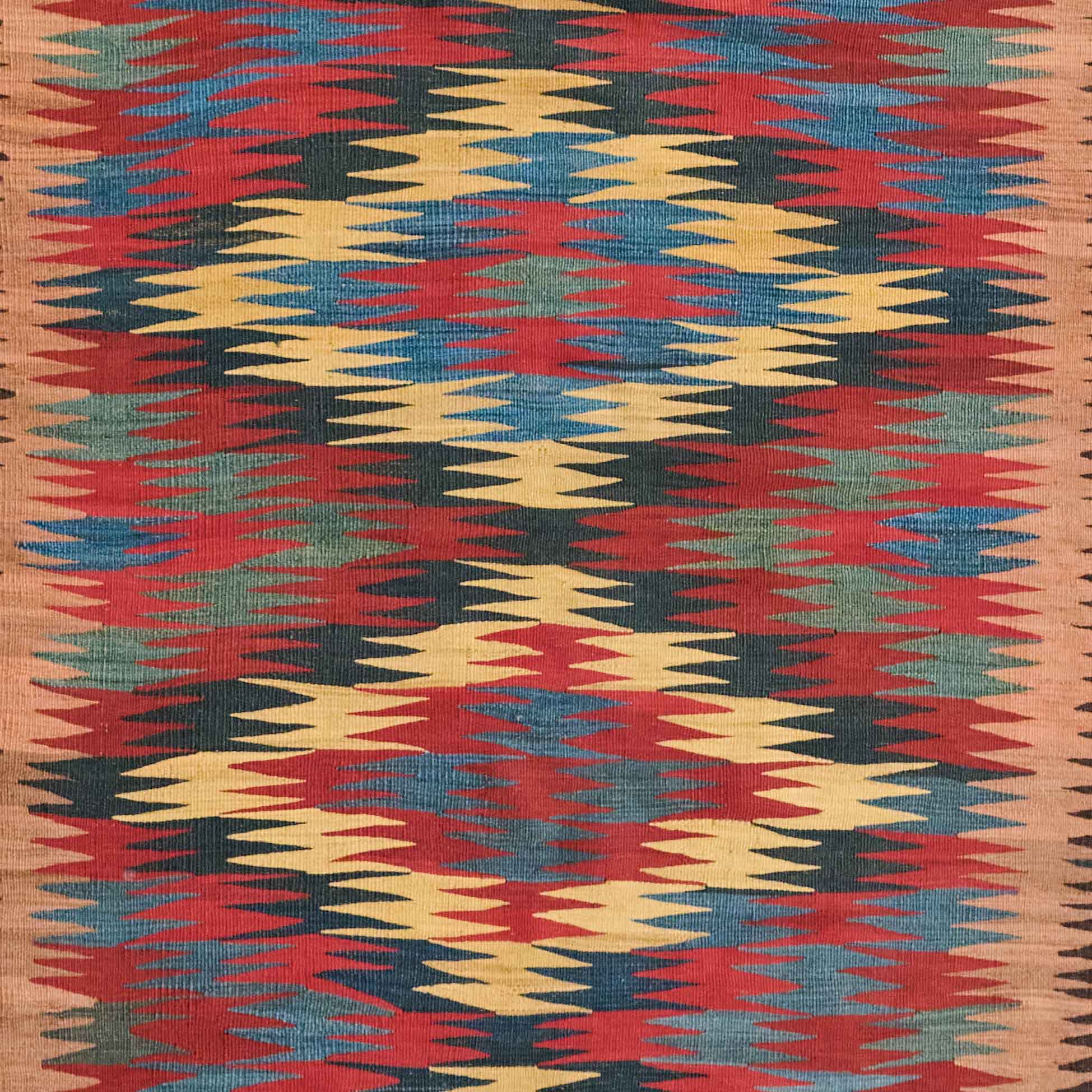 Colorful Veramin Eye-Dazzler Runner, Persia (19th Century)