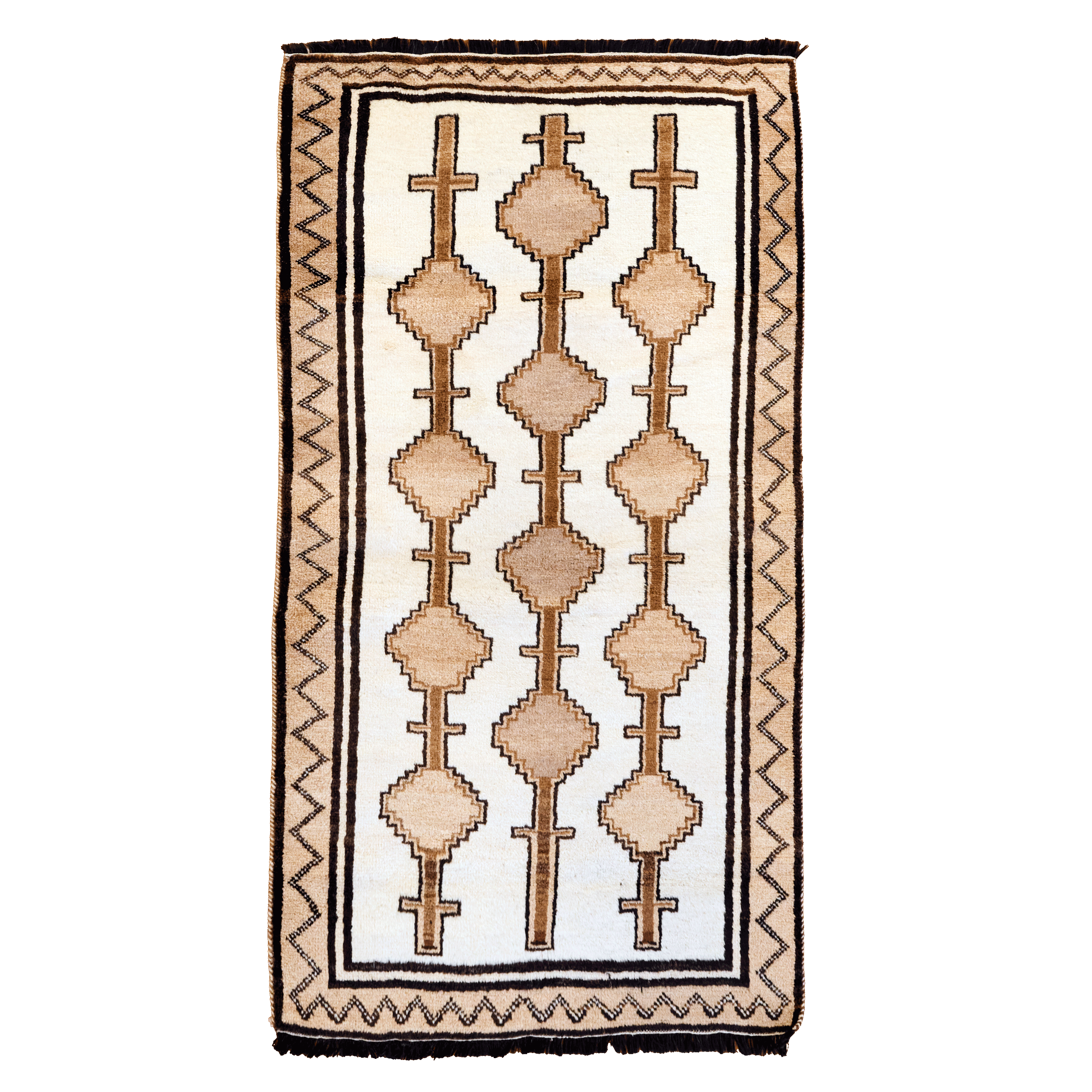 Undyed Wool Qashqai Totem Gabbeh, Iran (c. 1950)