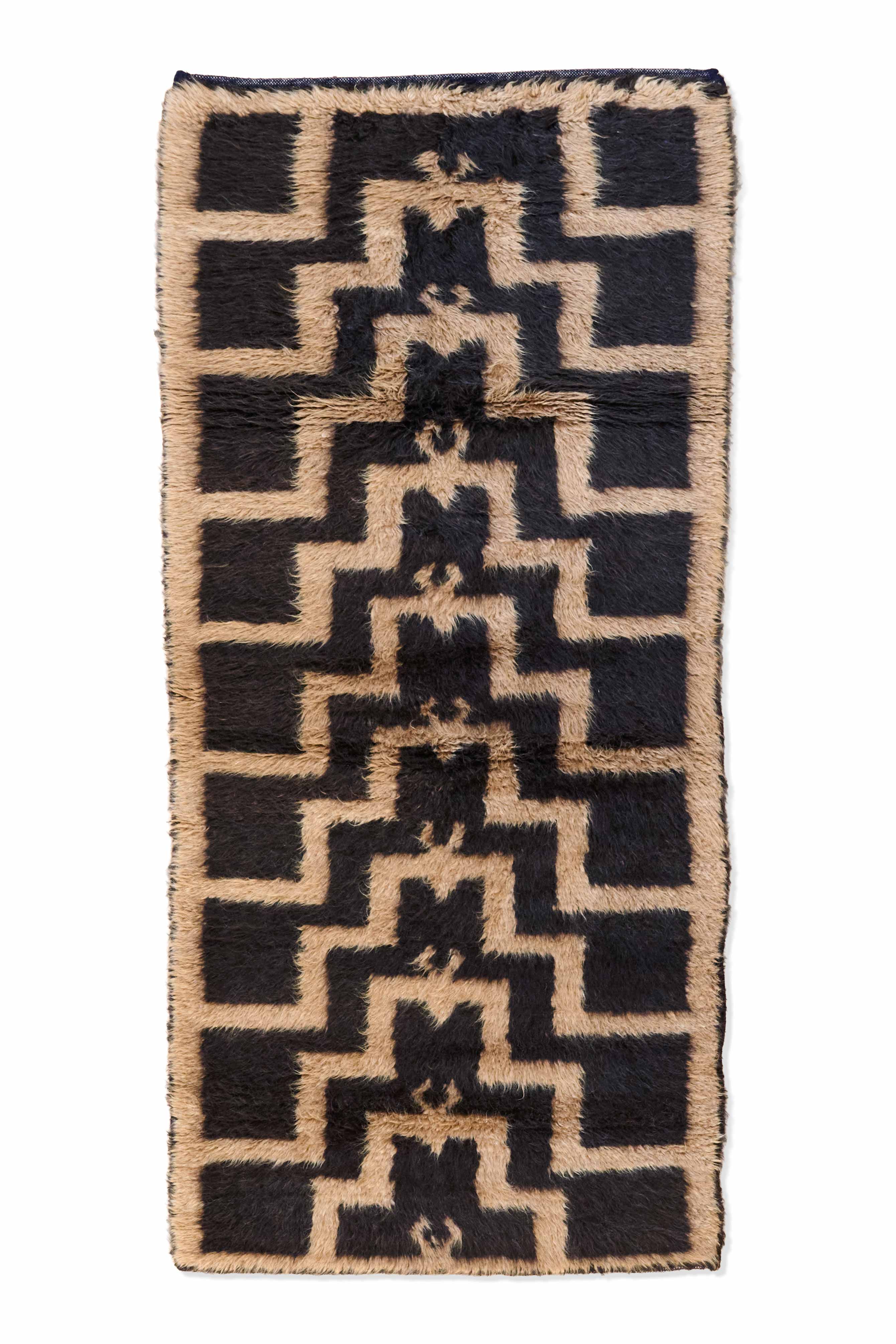Silky Midnight Mohair Prayer Niche Tülü Rug, Turkey (c. 1930)
