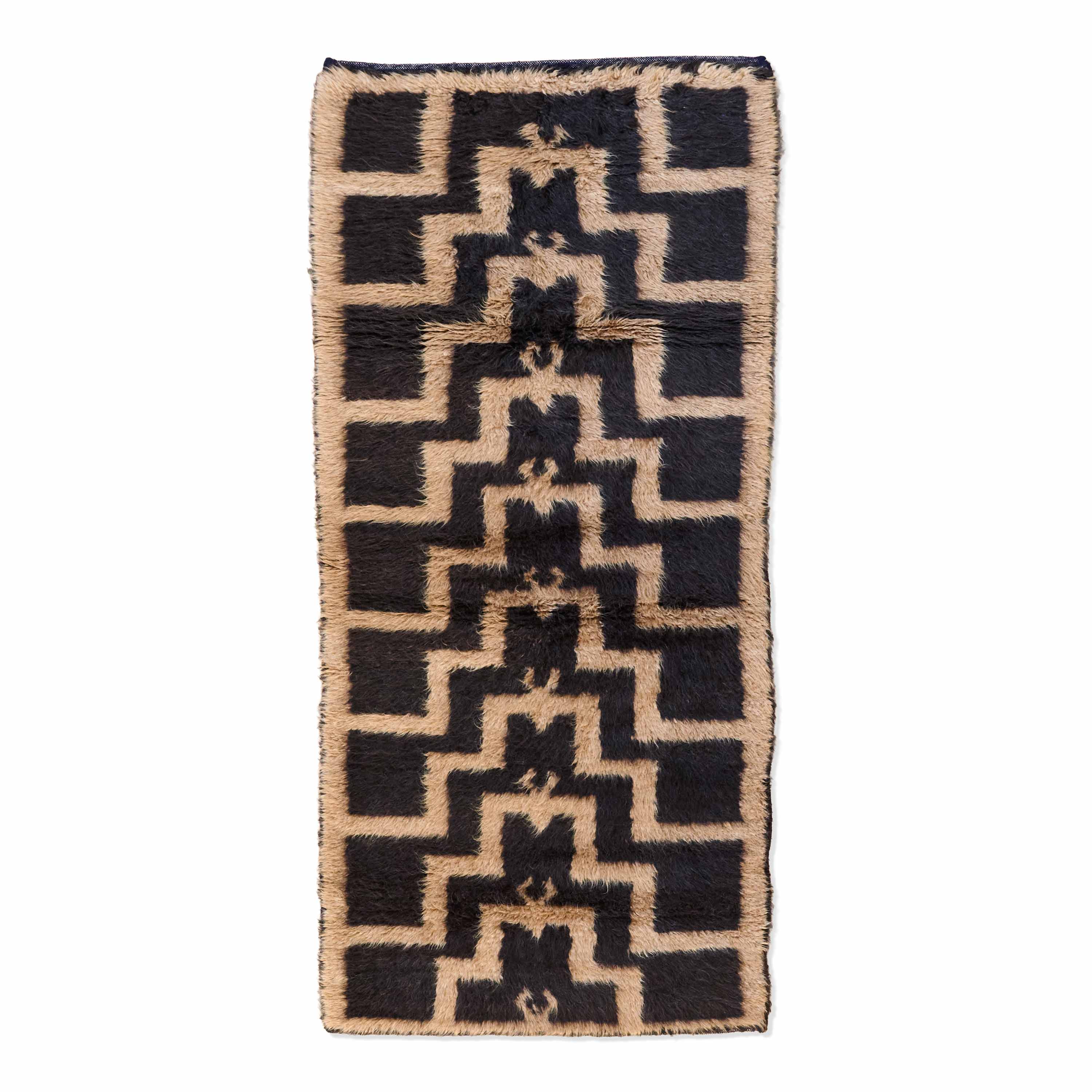 Silky Midnight Mohair Prayer Niche Tülü Rug, Turkey (c. 1930)