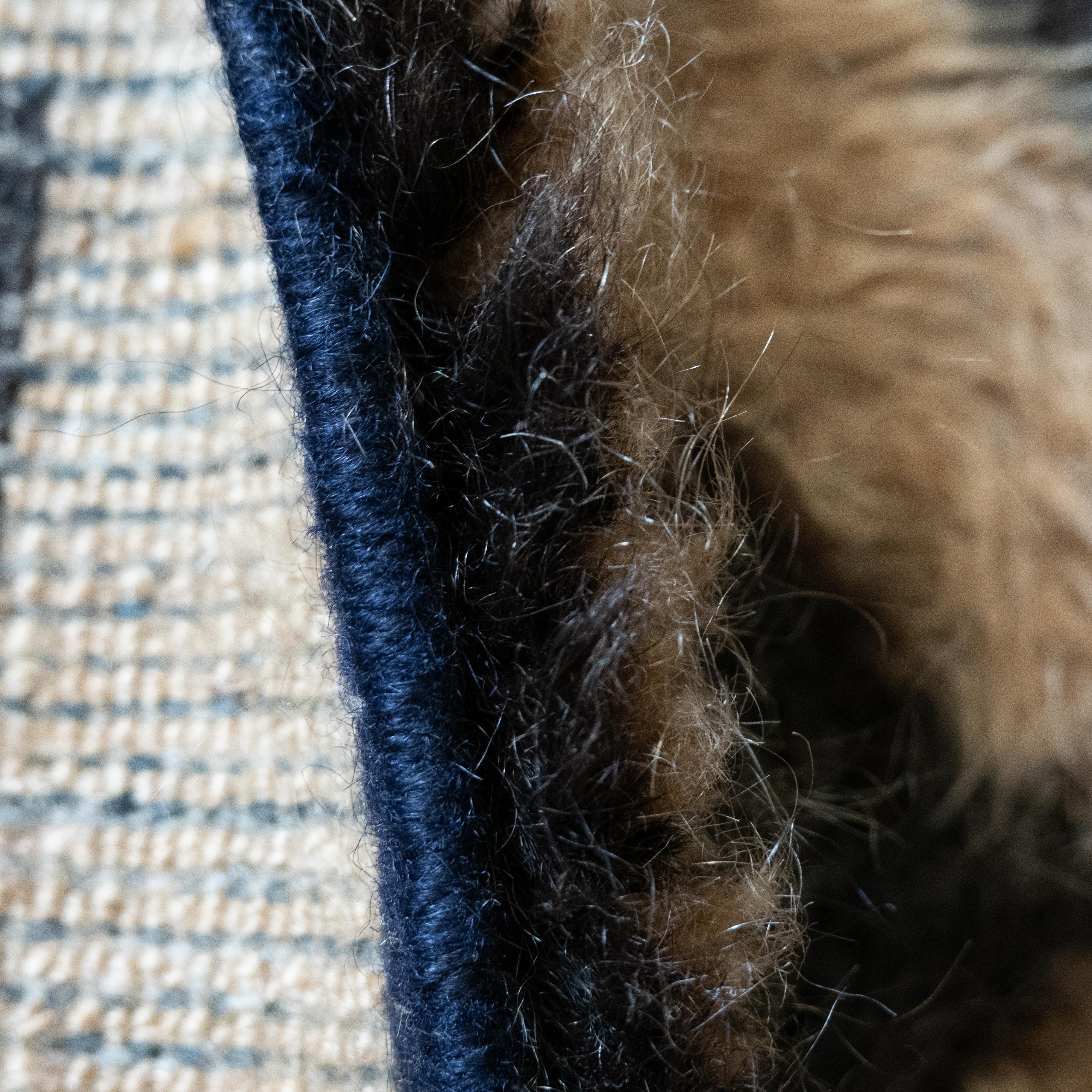 Silky Midnight Mohair Prayer Niche Tülü Rug, Turkey (c. 1930)