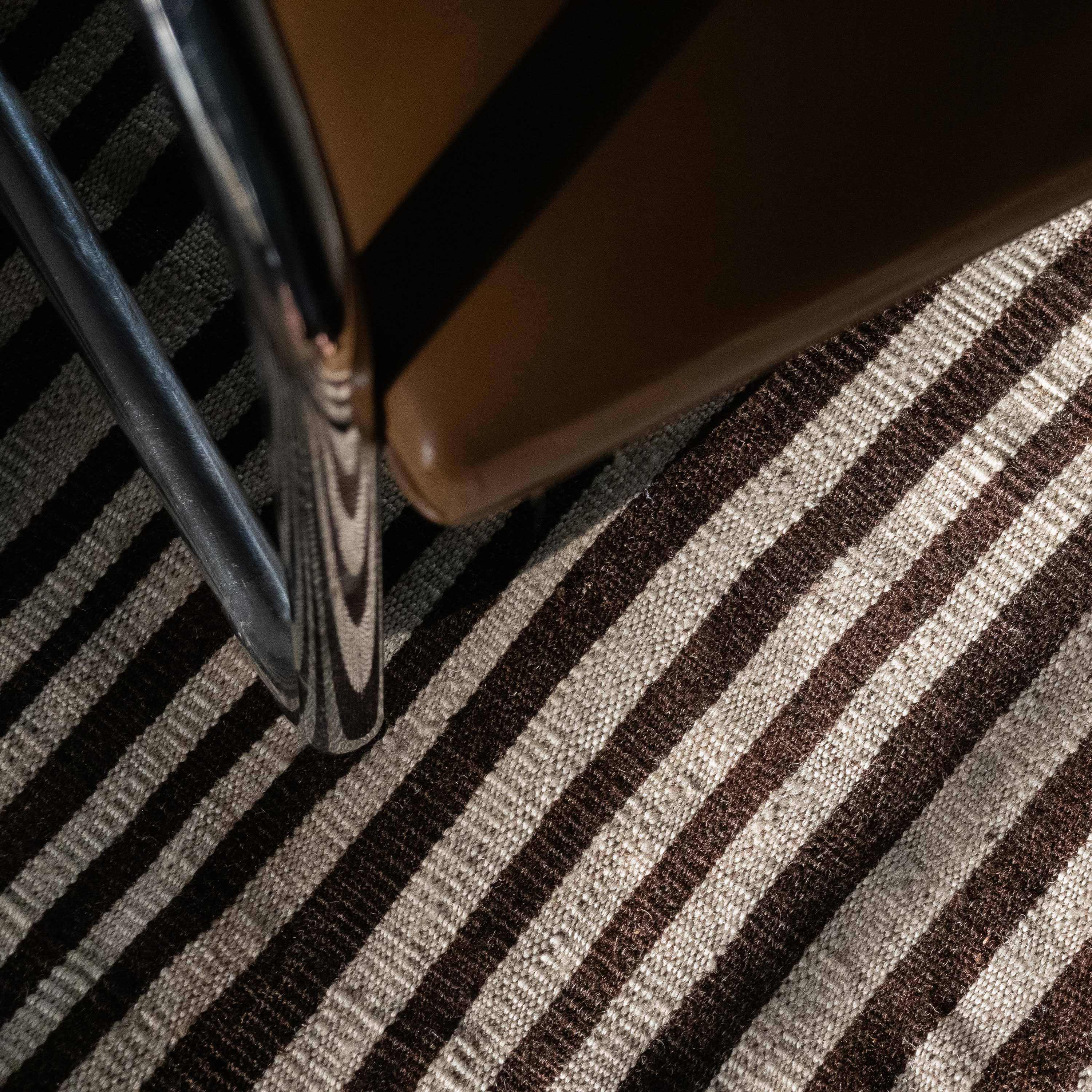 Candy Strip Cream and Brown Mazandaran Kilim, Iran (c. 1950)