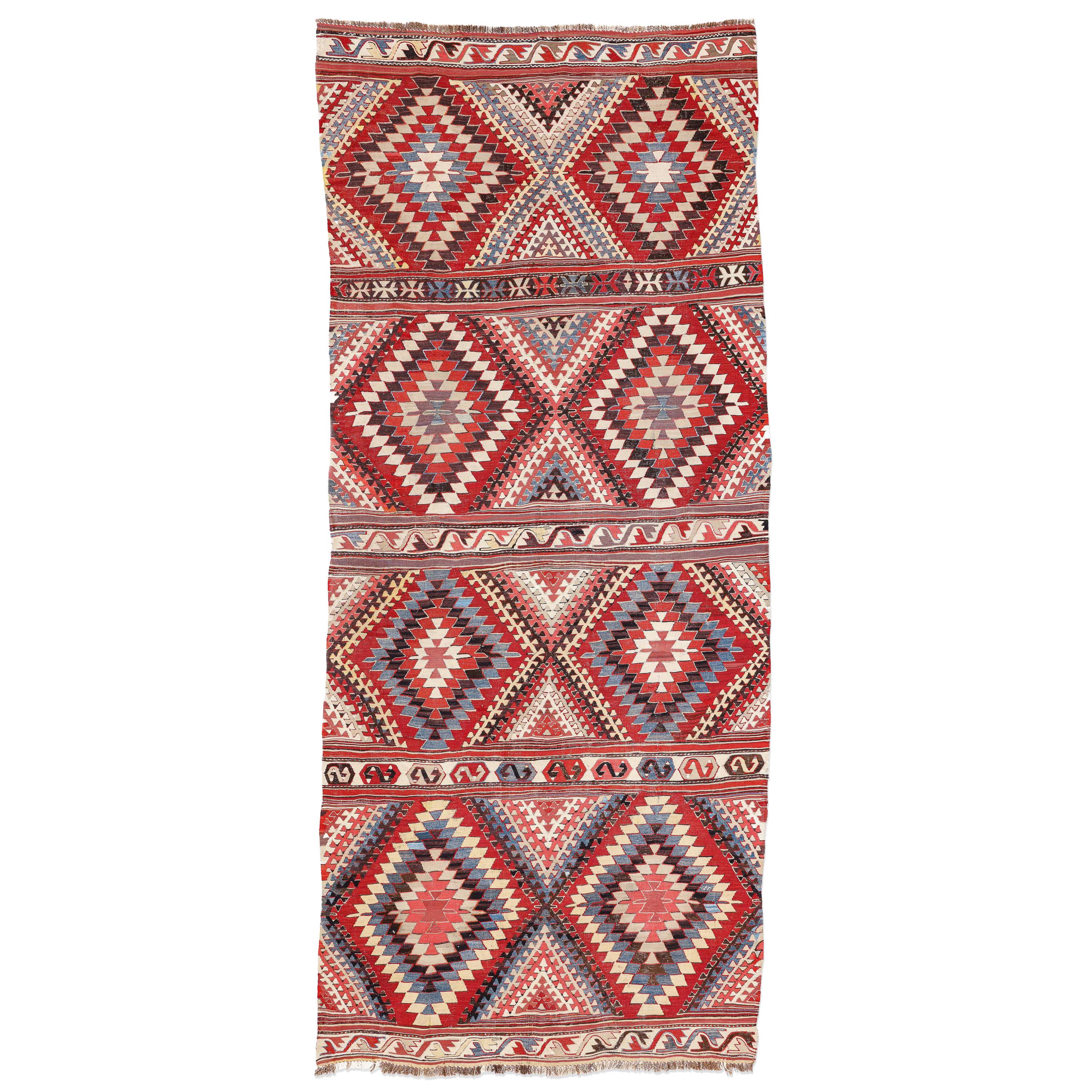Large Antique ‘Baklava’ Eye-Dazzler Kilim, Turkey (c. 1860)