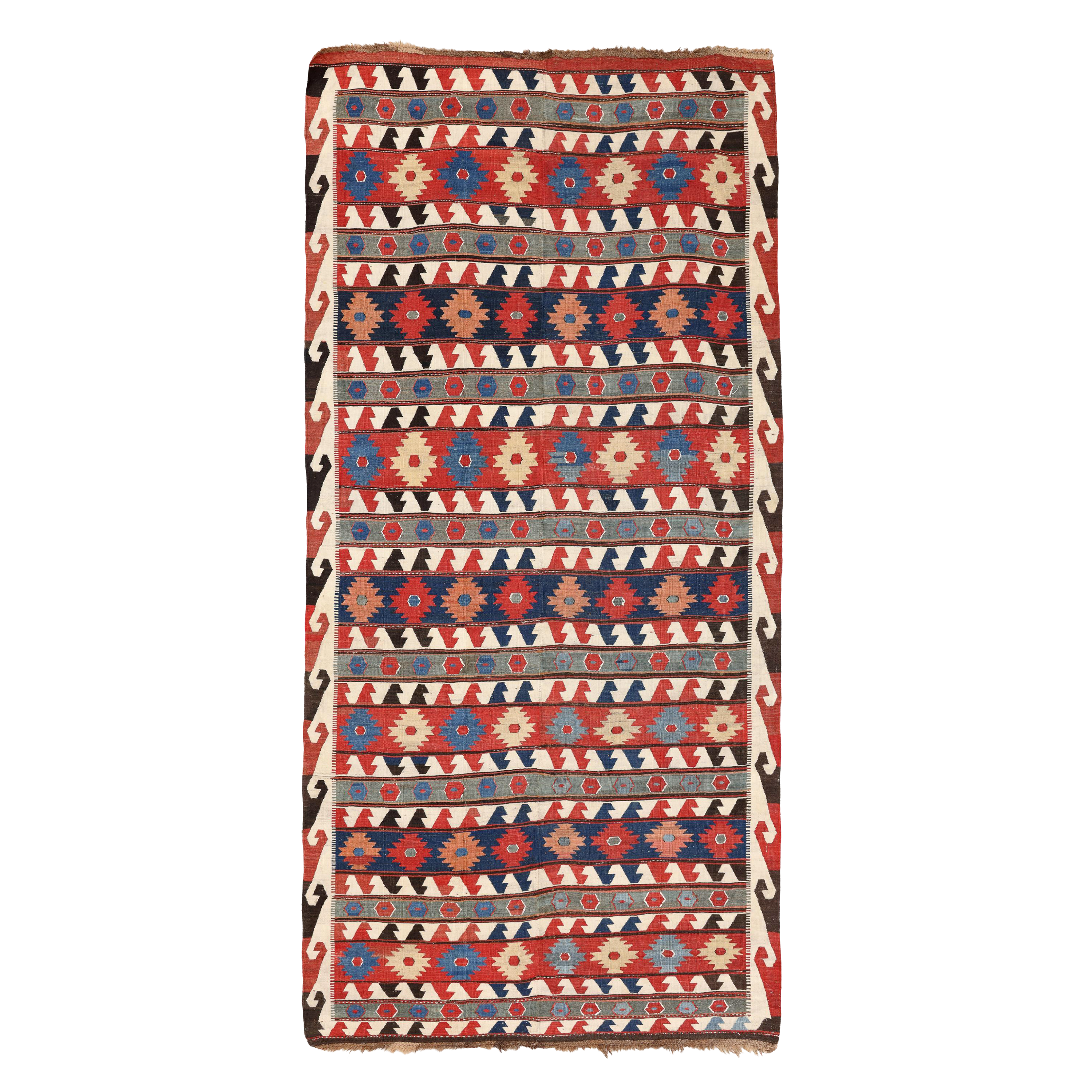 West Persian Wave Border Kilim, Persia (c. 1875)