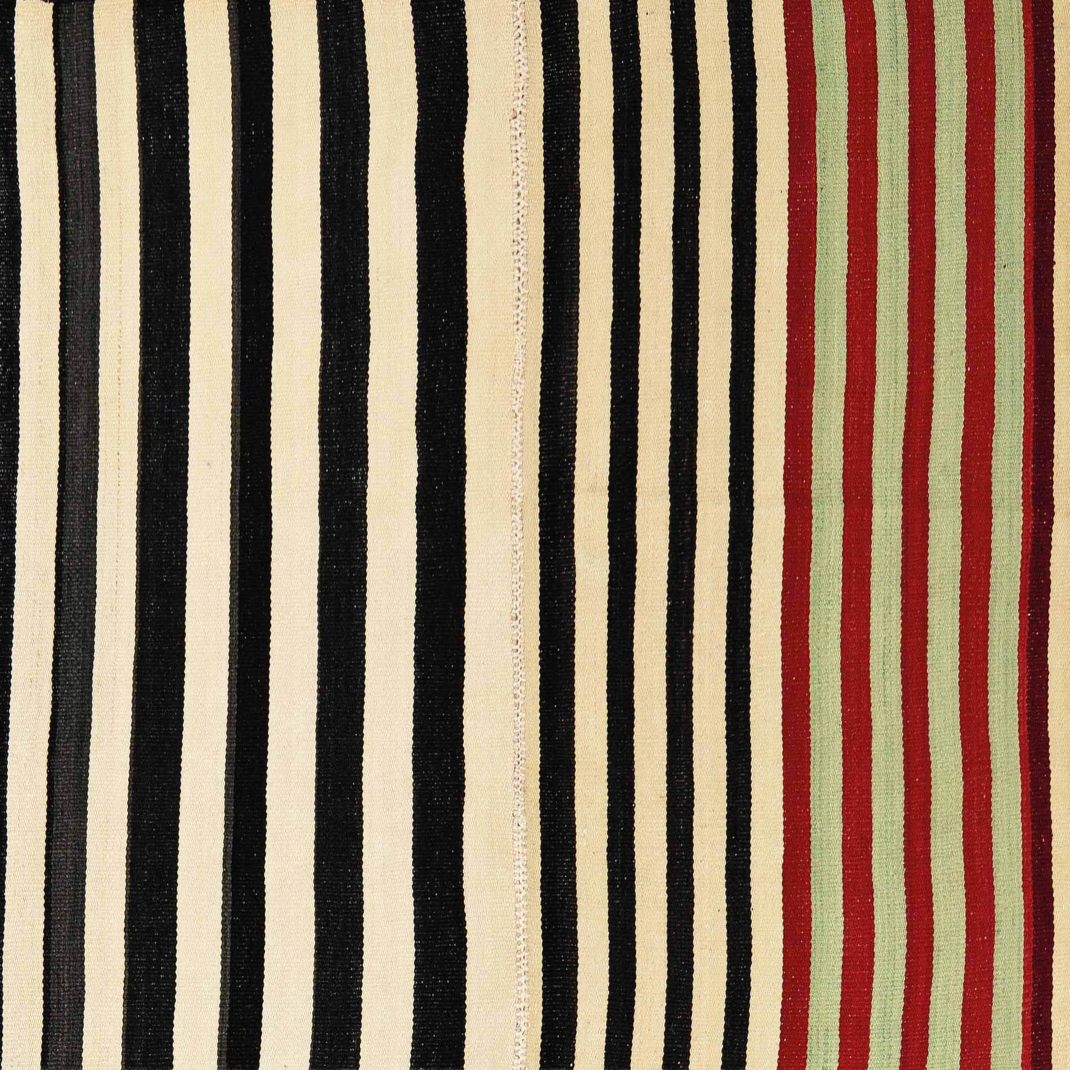 Rare Black and Cream Striped Qashqai Jajim, Persia (c. 1920)