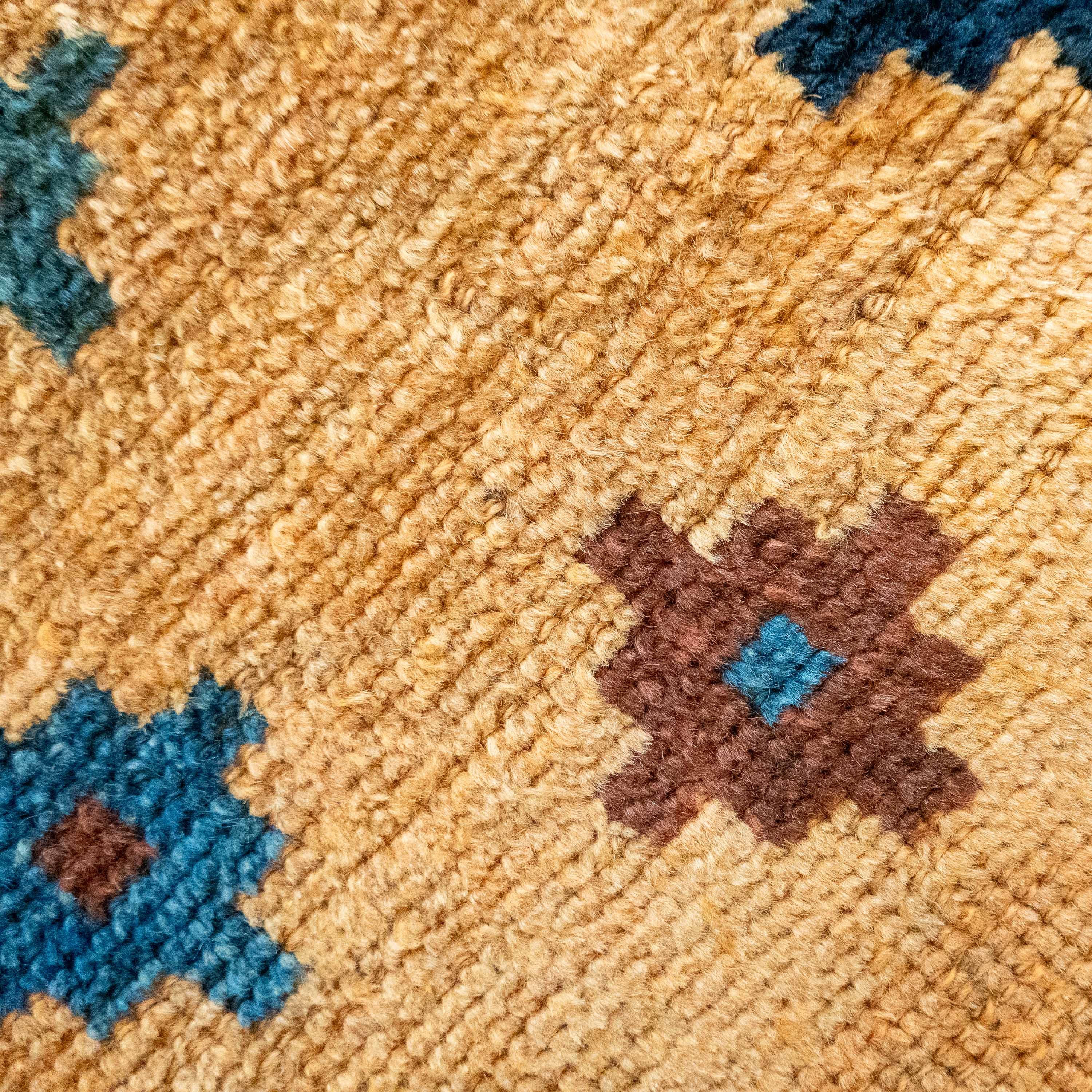 Antique Tribal Gabbeh, 7'0" x 4'9" Persian Rug with Gold and Indigo Star Motifs, Persia (c. 1925)