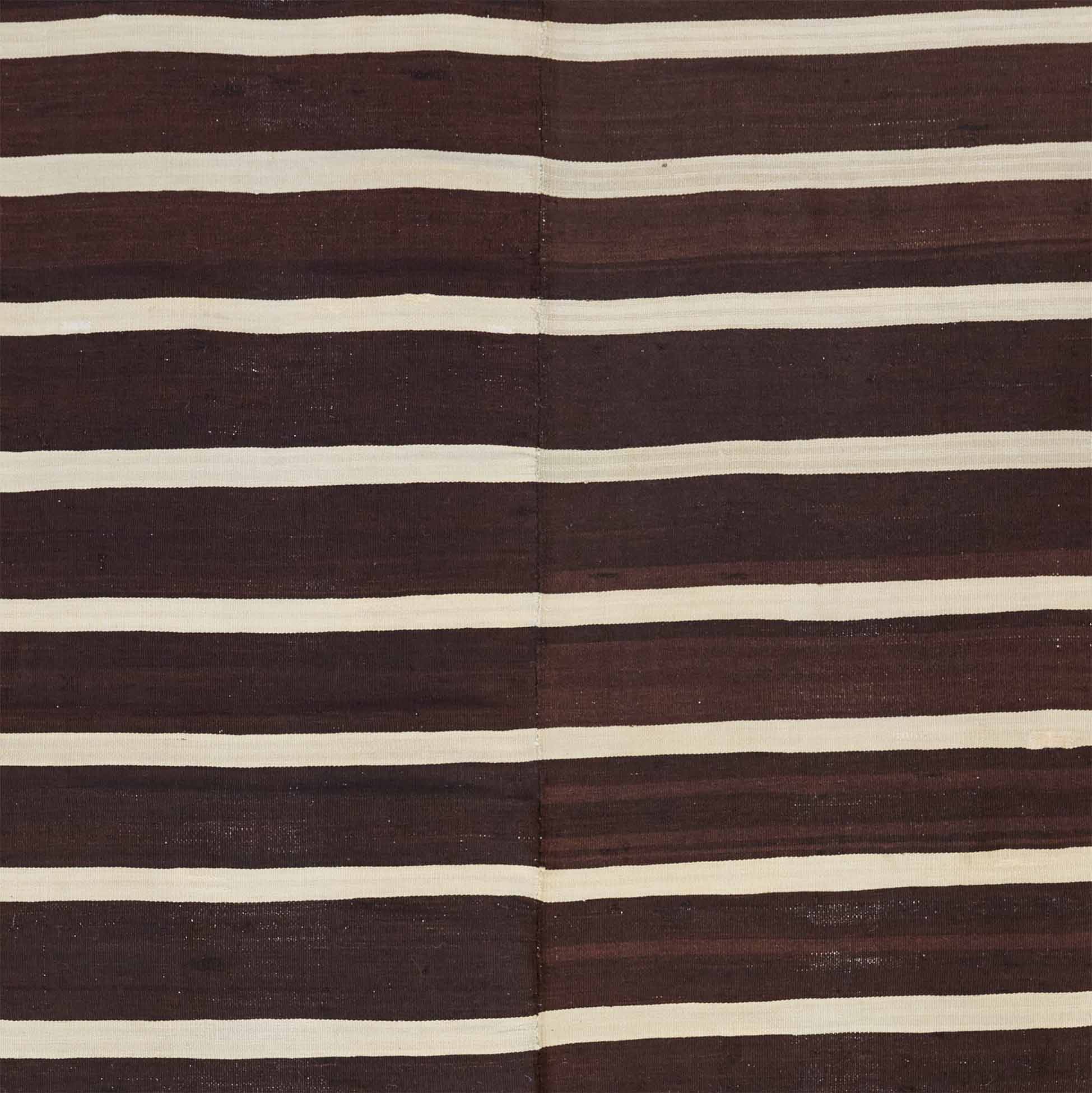 Minimalist Banded Brown Shahsevan Kilim, Persia (c. 1900)