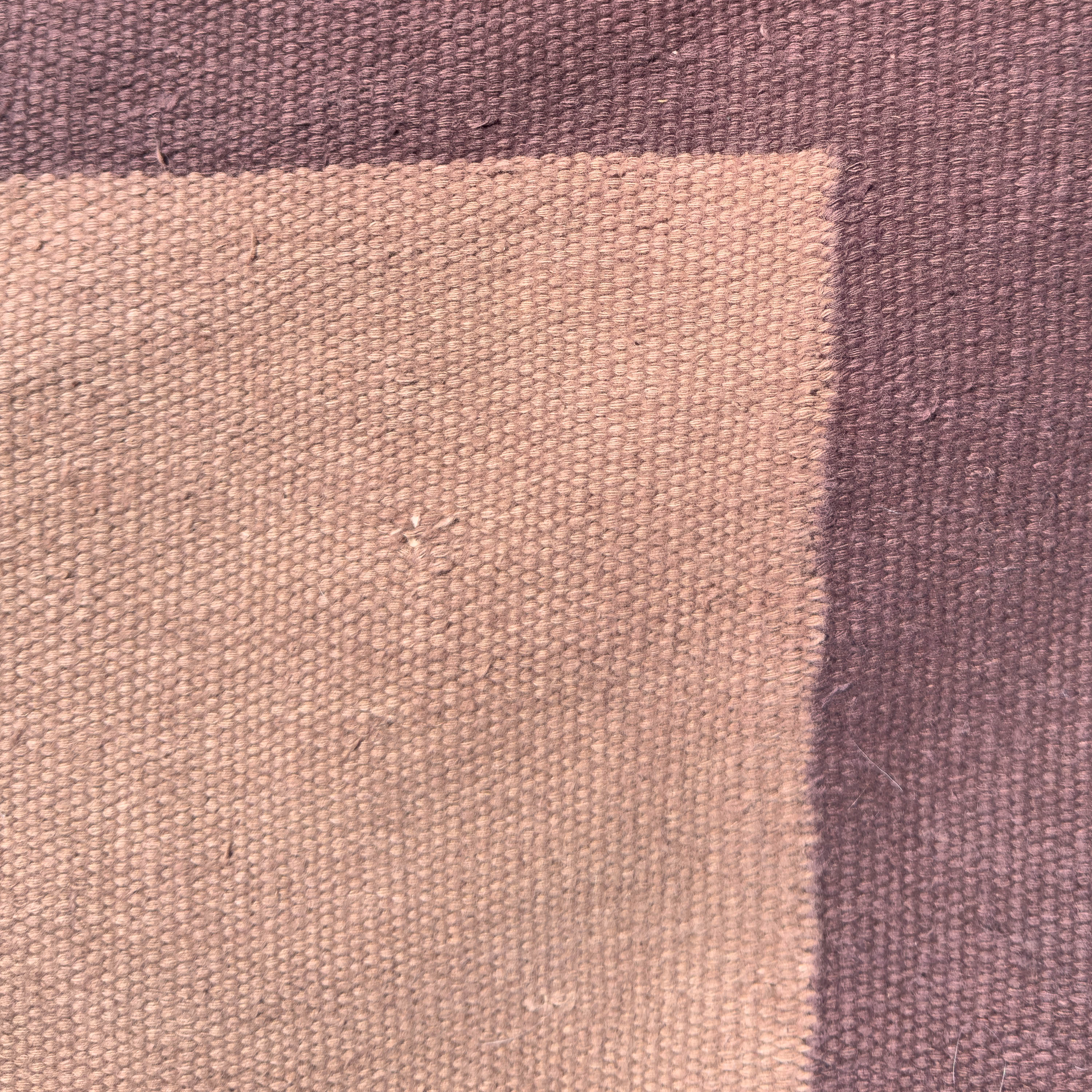 Monumental Duotone Aubergine and Taupe Open-Field Dhurrie, India (c. 1940)