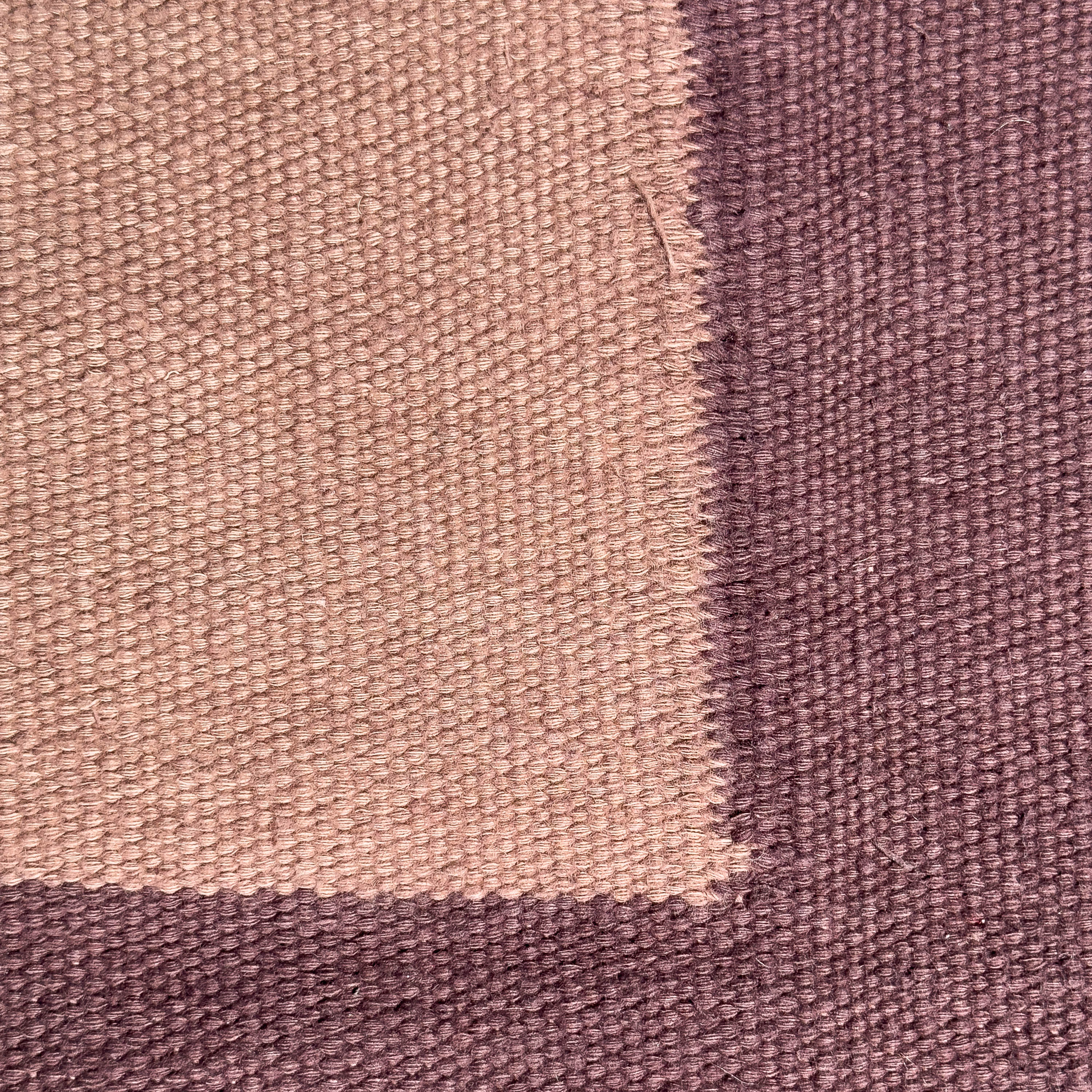 Monumental Duotone Aubergine and Taupe Open-Field Dhurrie, India (c. 1940)