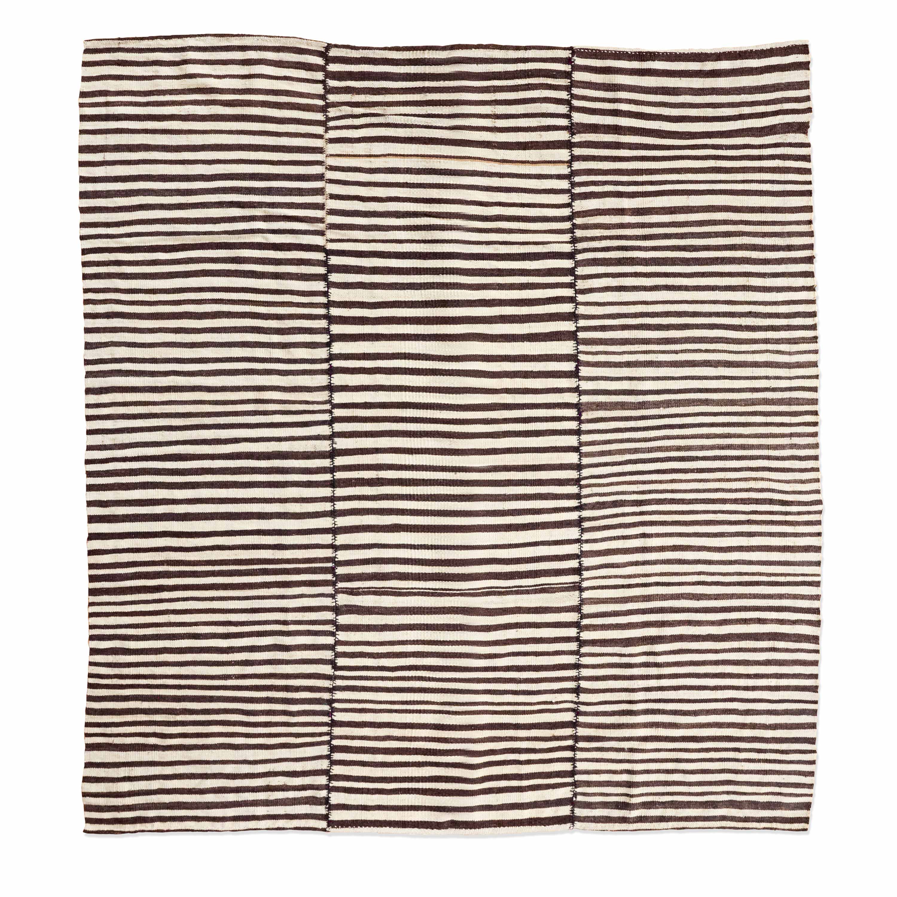 Candy Strip Cream and Brown Mazandaran Kilim, Iran (c. 1950)