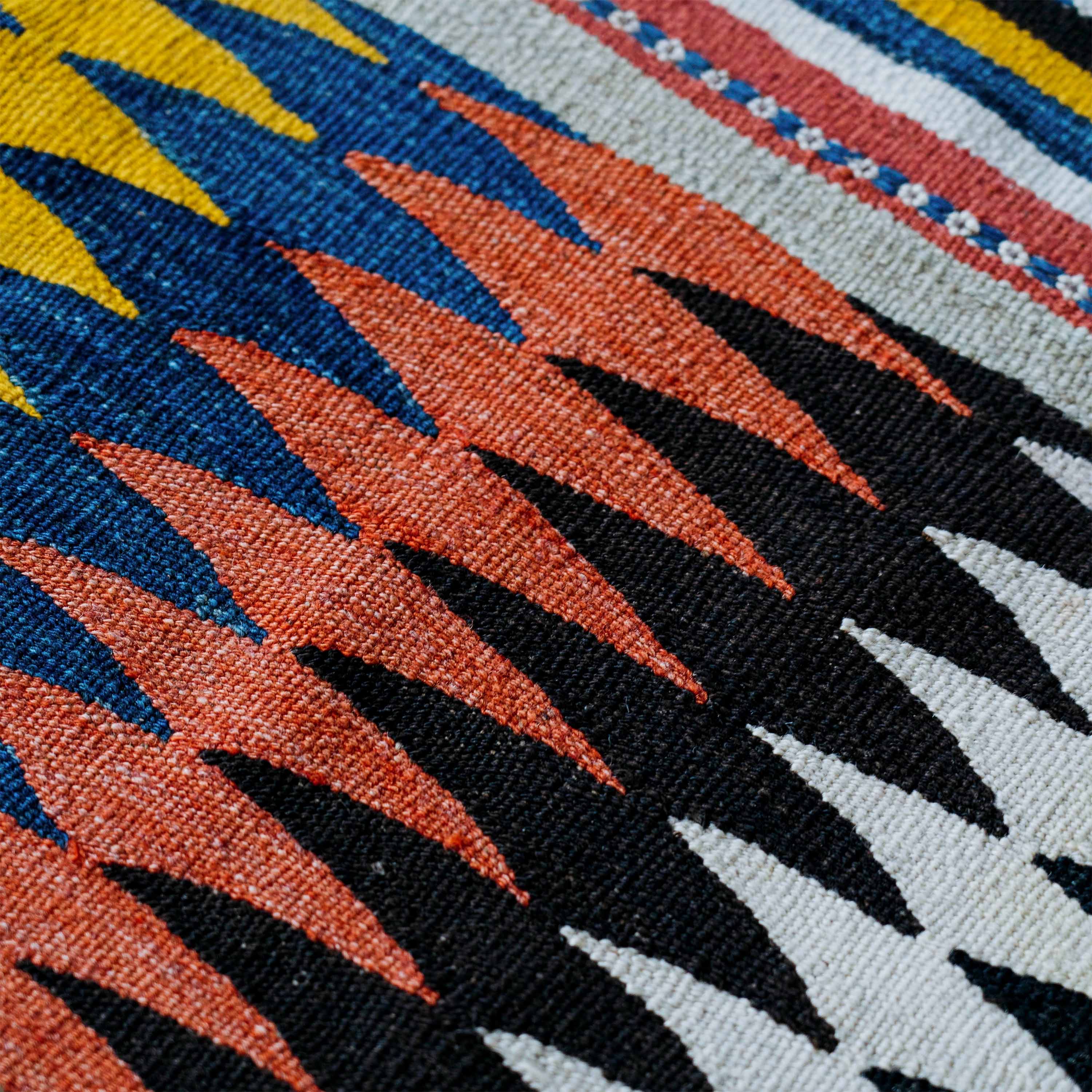 Red, Blue, and Gold ‘Mondrian’ Kilim, Persia (c. 1900)