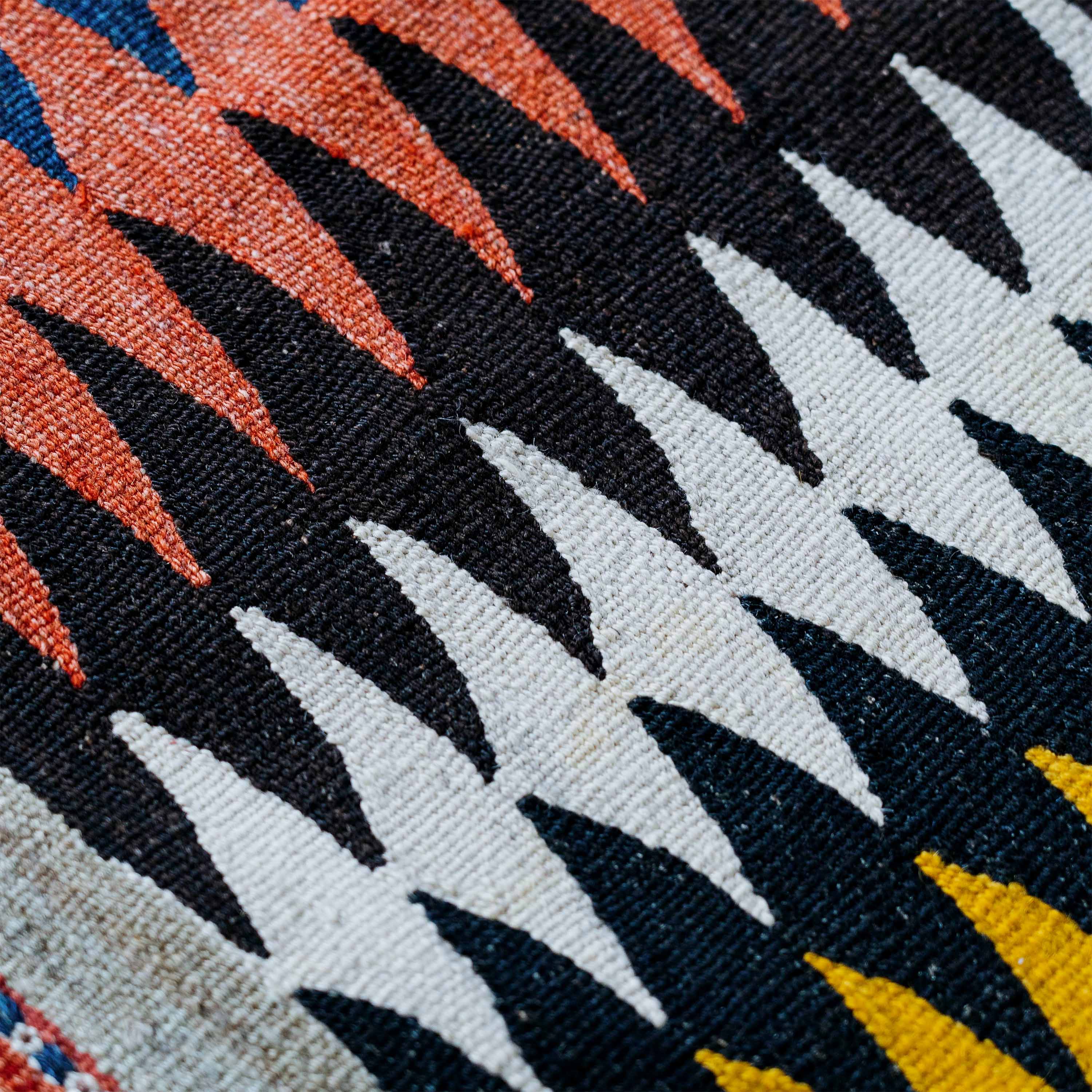 Red, Blue, and Gold ‘Mondrian’ Kilim, Persia (c. 1900)