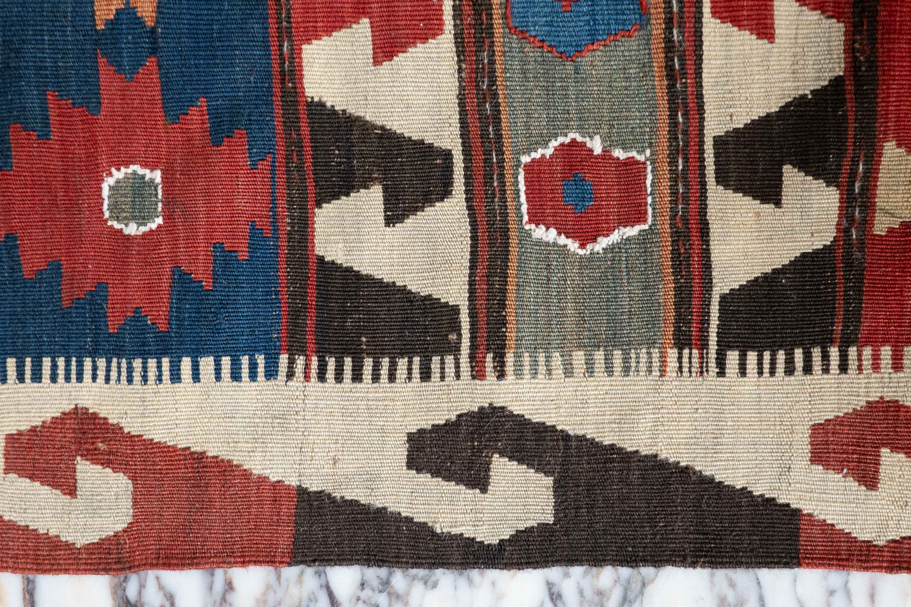 West Persian Wave Border Kilim, Persia (c. 1875)