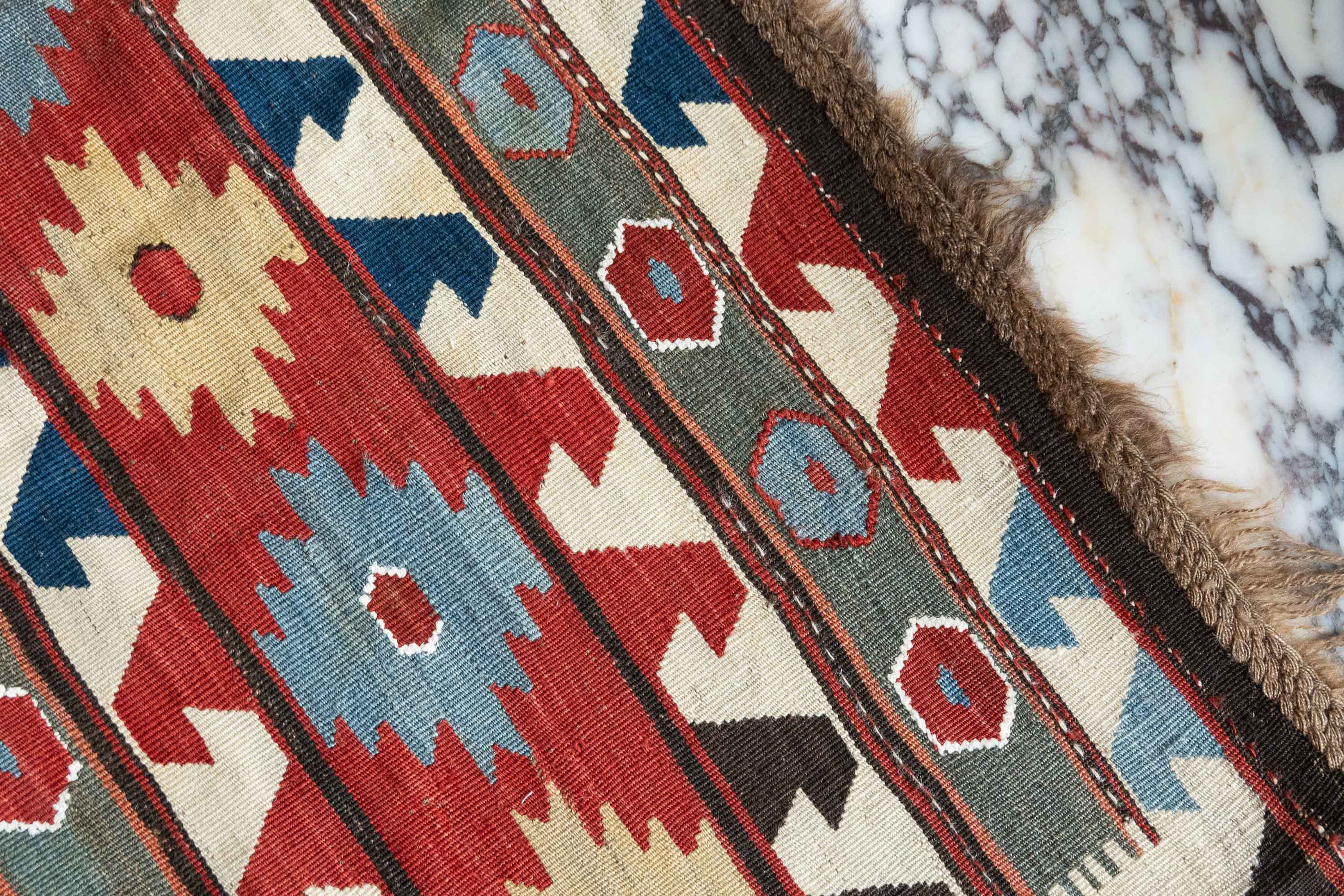 West Persian Wave Border Kilim, Persia (c. 1875)