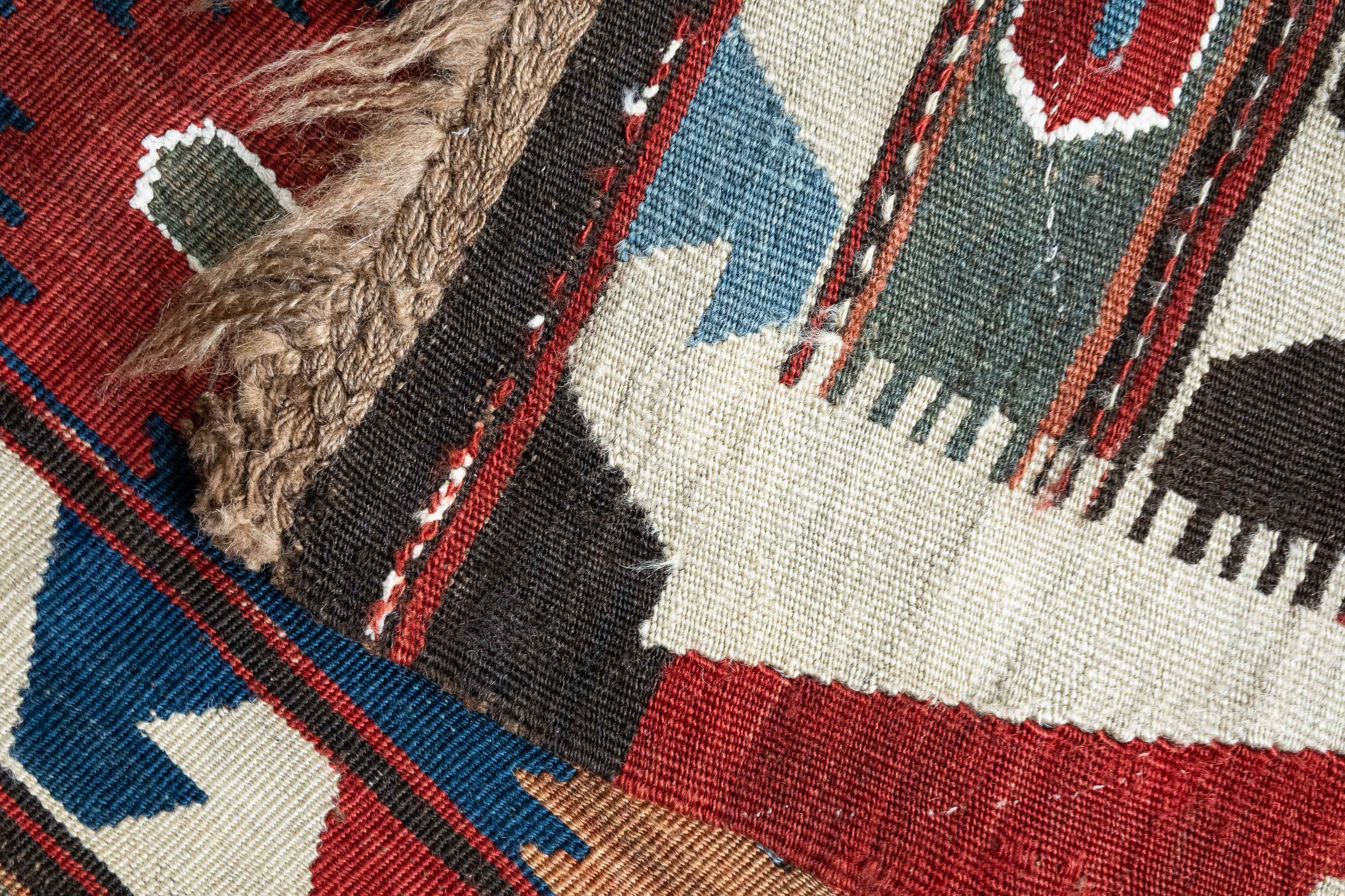 West Persian Wave Border Kilim, Persia (c. 1875)