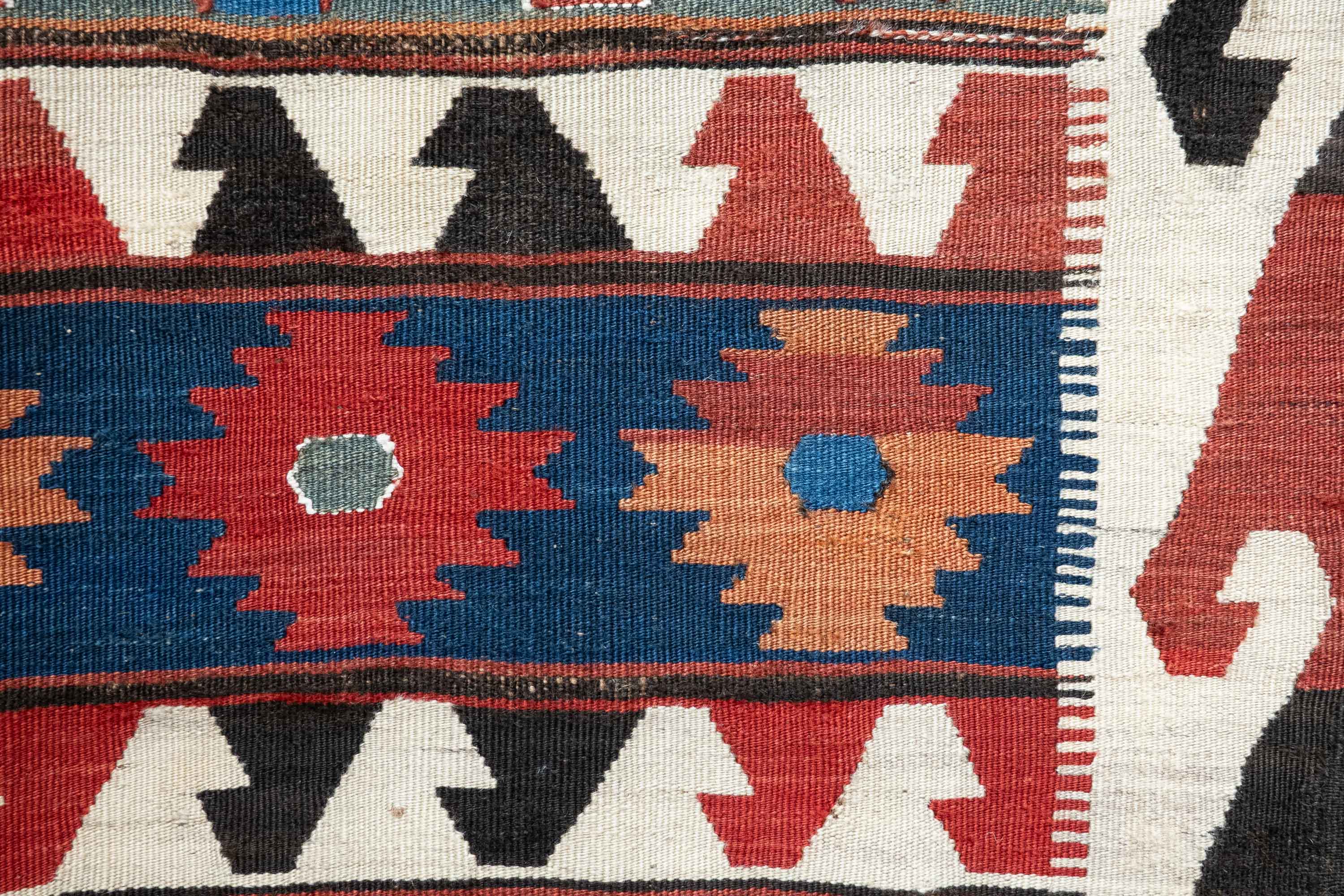 West Persian Wave Border Kilim, Persia (c. 1875)