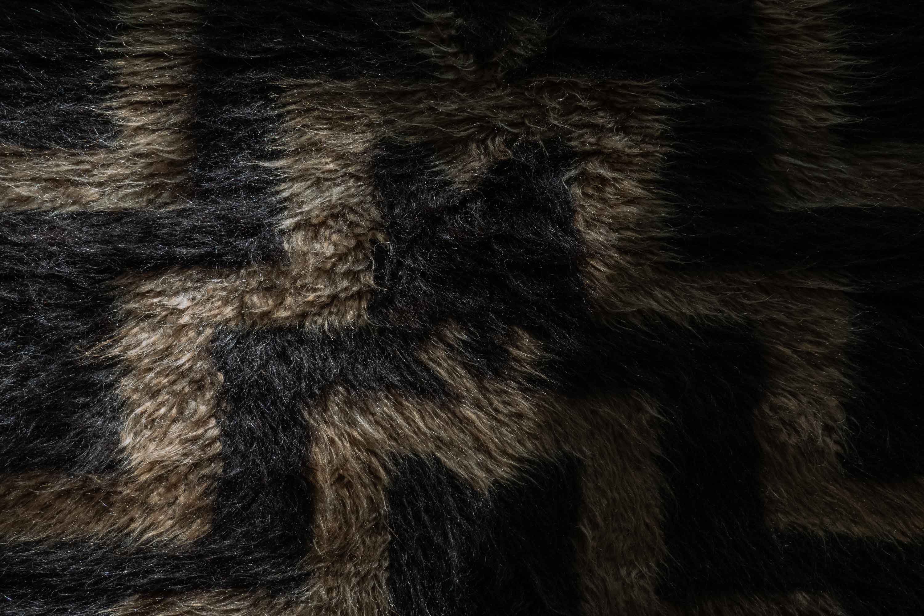 Silky Midnight Mohair Prayer Niche Tülü Rug, Turkey (c. 1930)