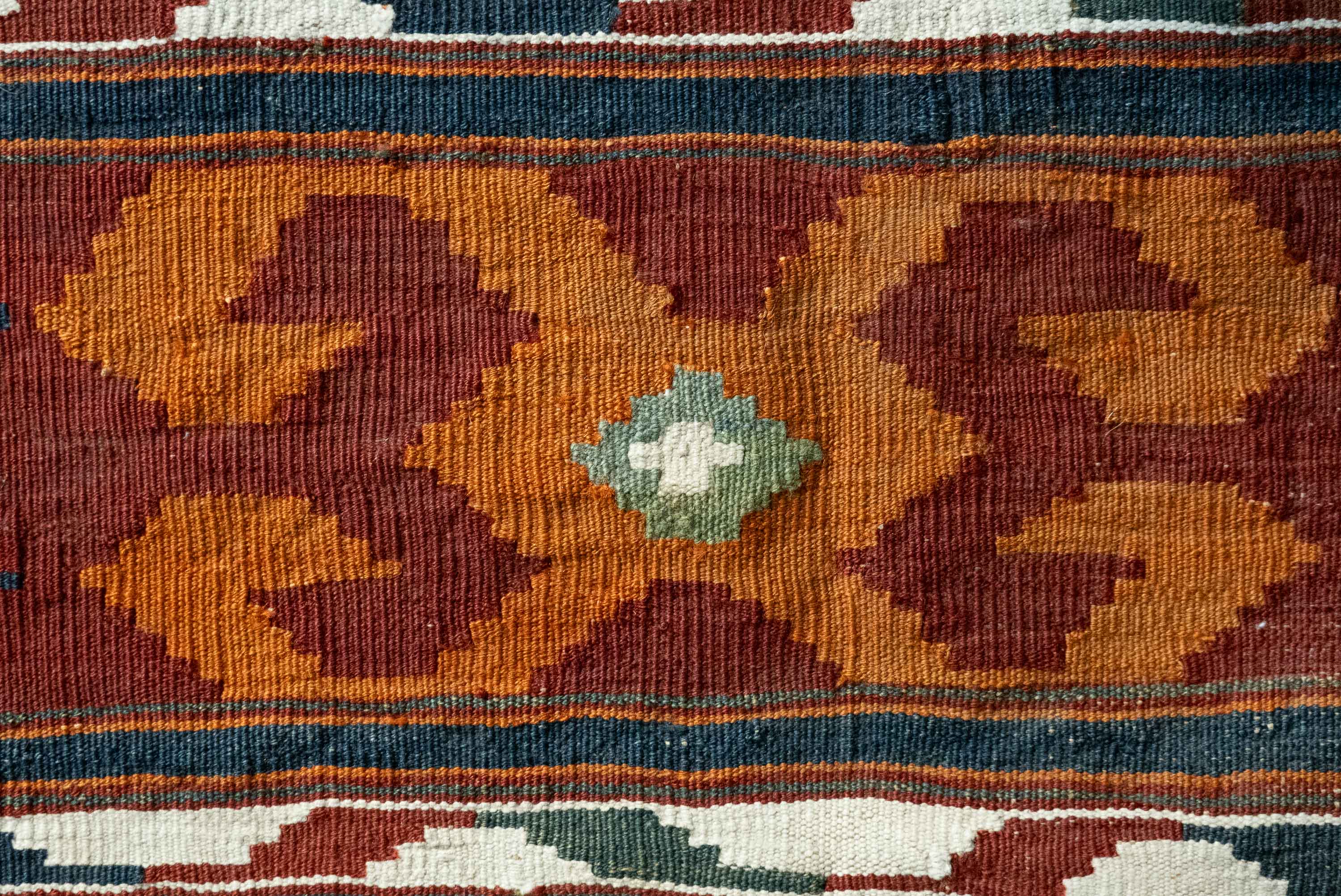 Teal Shahsevan Banded Star Kilim, Persia (c. 1900)