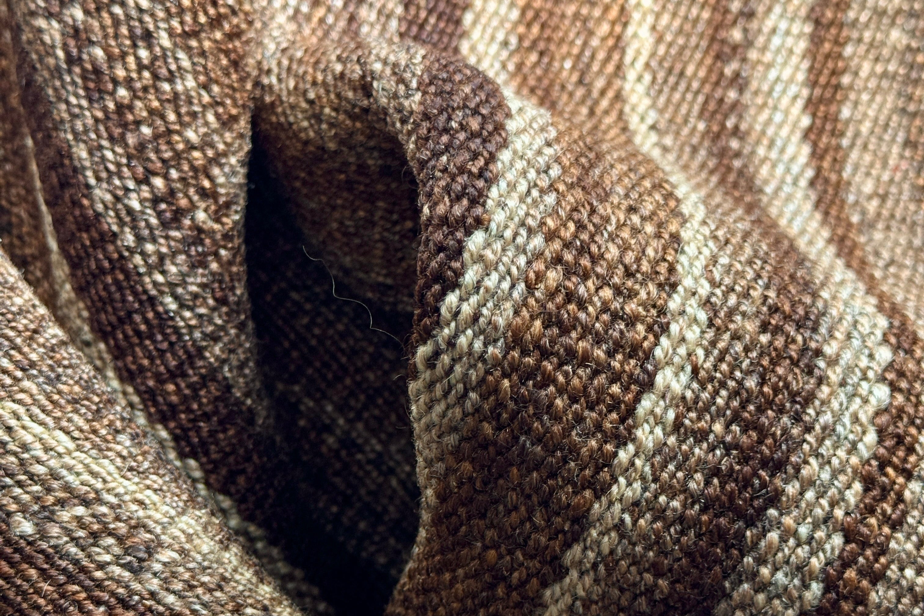 Earth-Toned Undyed Wool Striped Kilim, Persia (c. 1930)