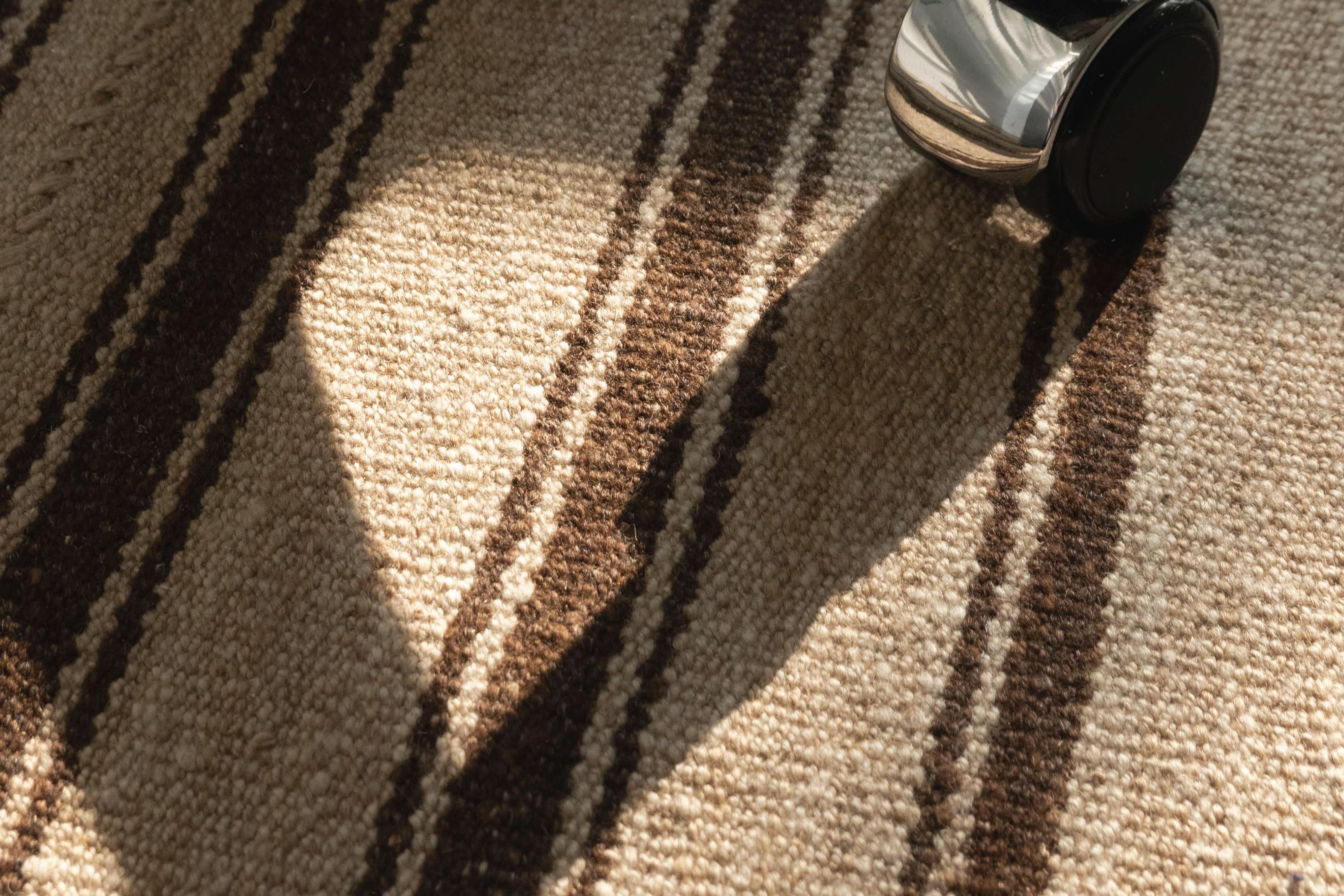 Striped Square Kilim in Warm Neutrals, Persia (c. 1900)