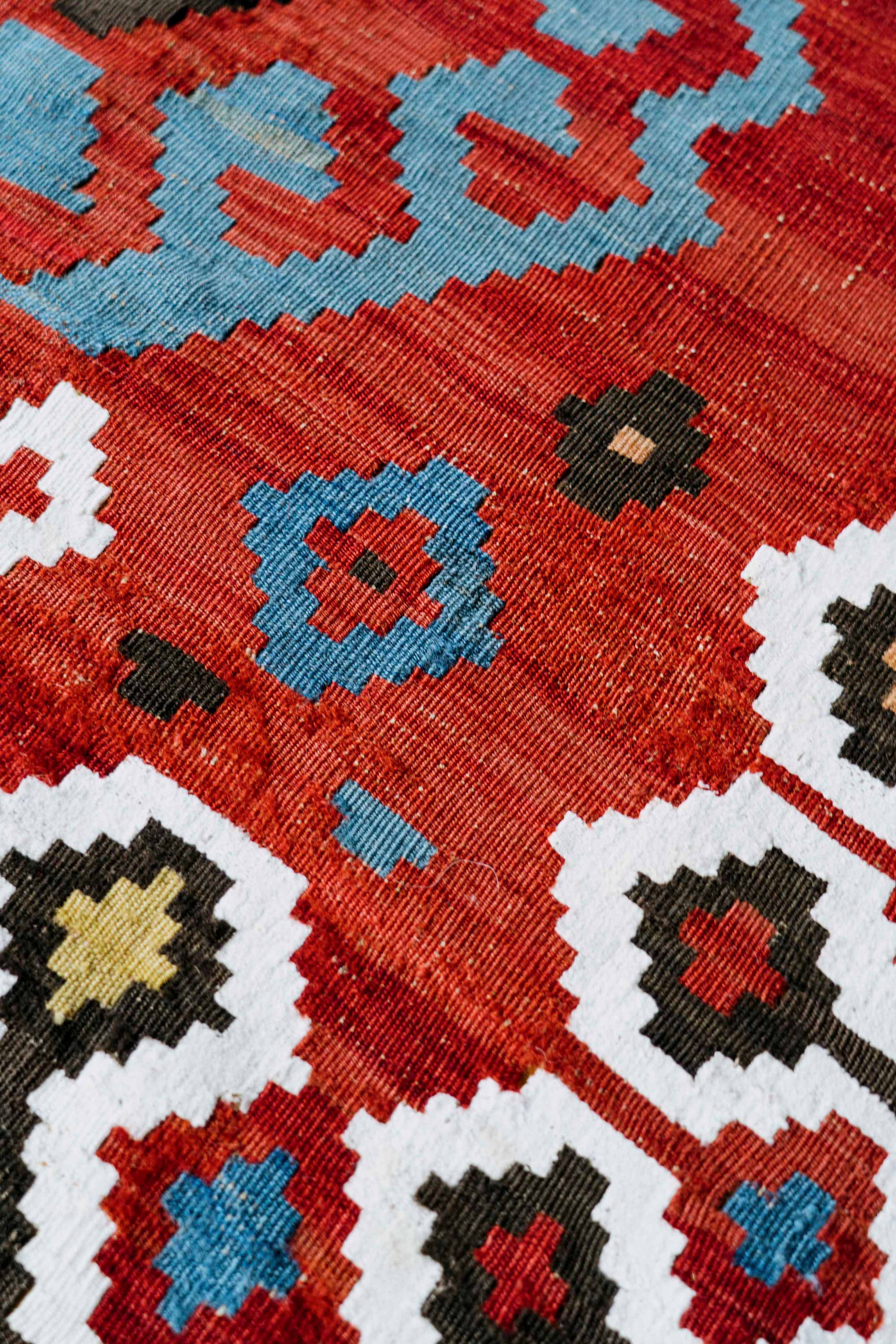 Shahsevan Wool and Cotton Antique Long Kilim, Persia (c. 1880)
