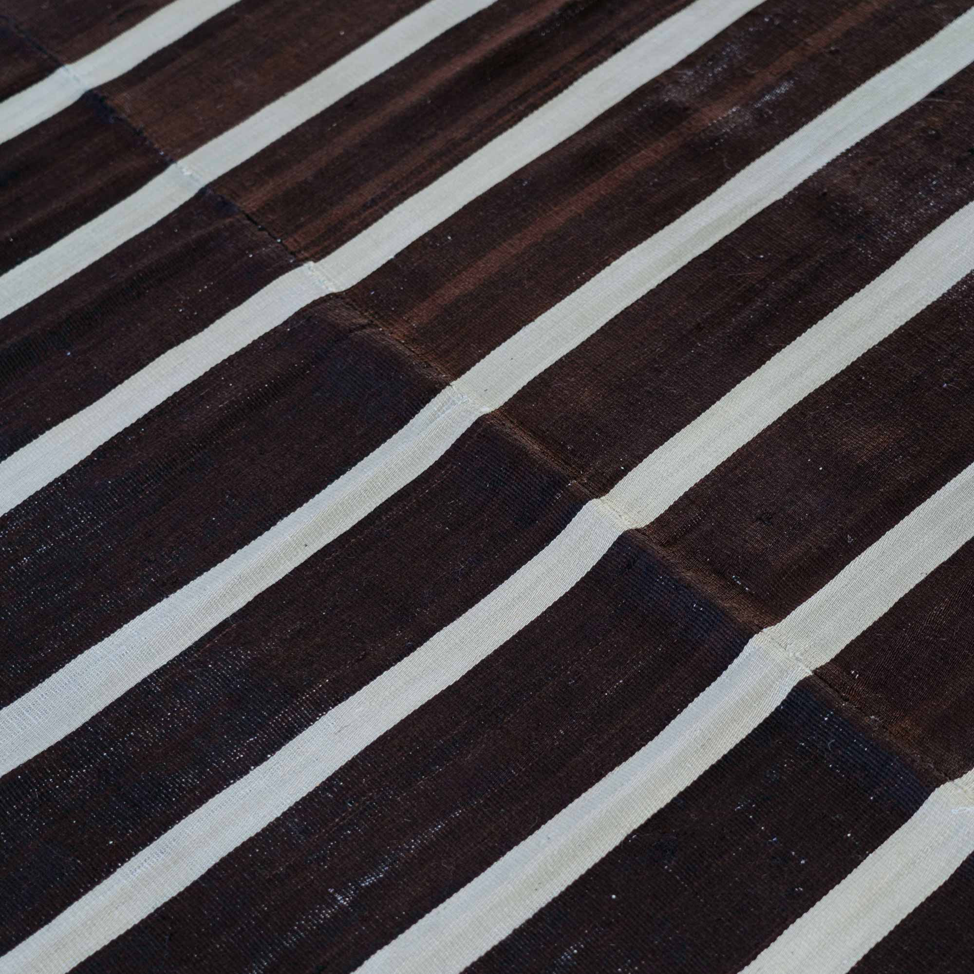 Minimalist Banded Brown Shahsevan Kilim, Persia (c. 1900)